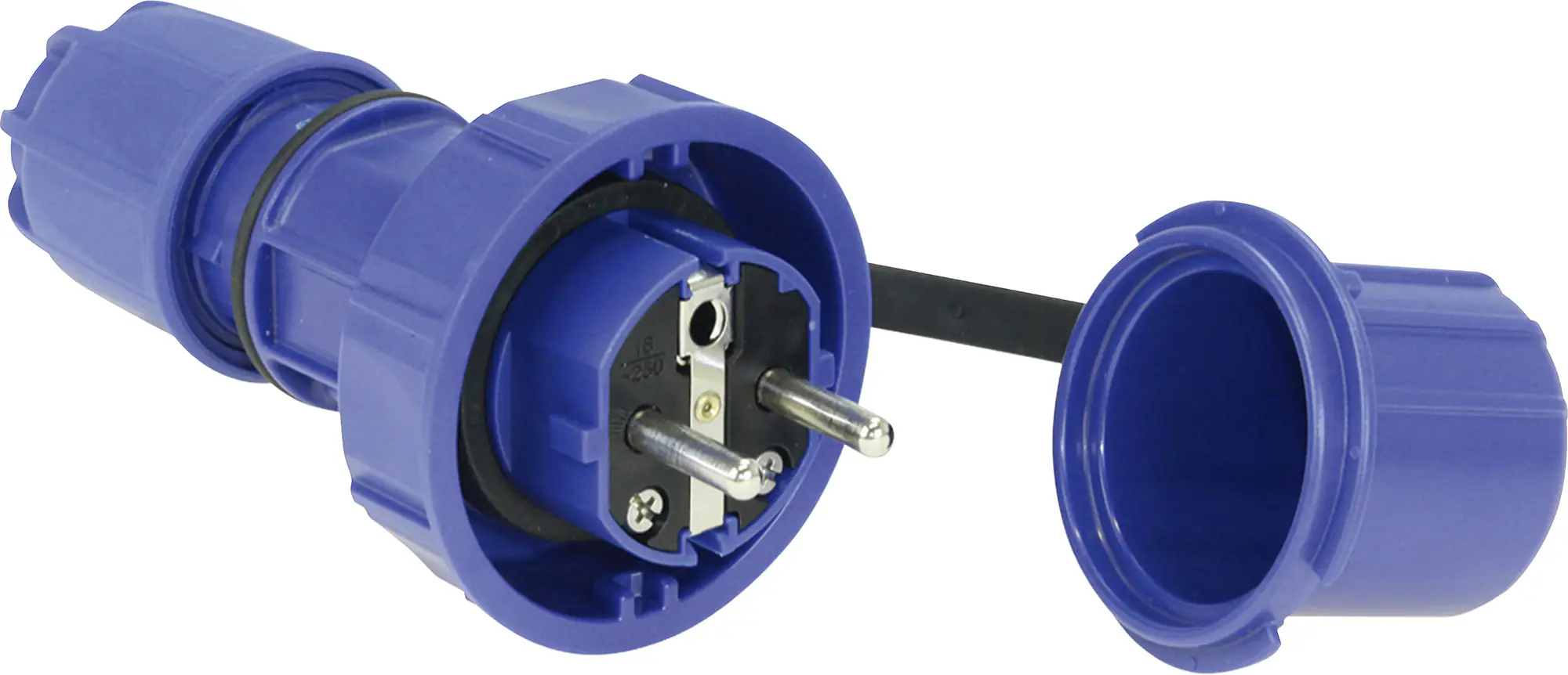 Schutzkontakt-Stecker druckwasserdicht blau, IP 66 Schutzkontakt-Stecker druckwasserdicht blau, IP 66