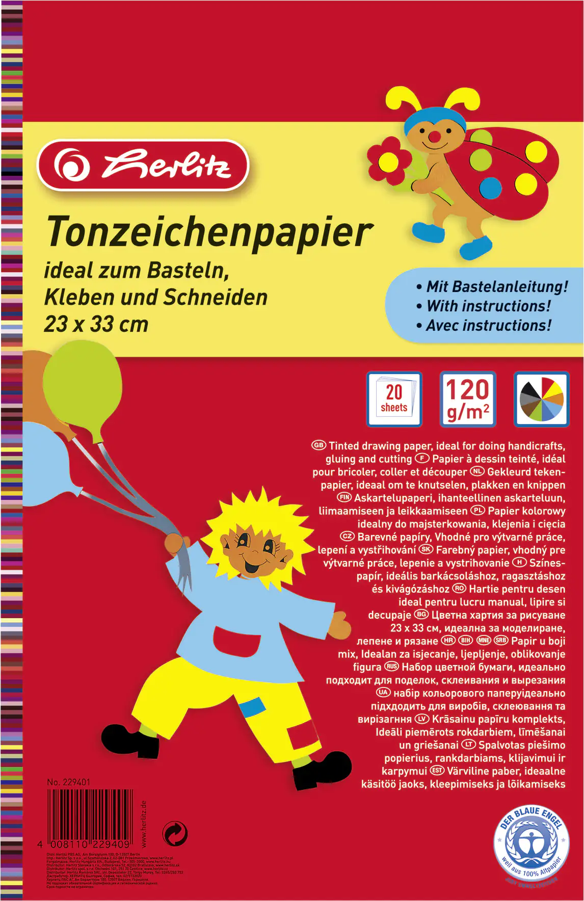 herlitz Tonzeichenpapierblock 23x33 cm 20 Blatt