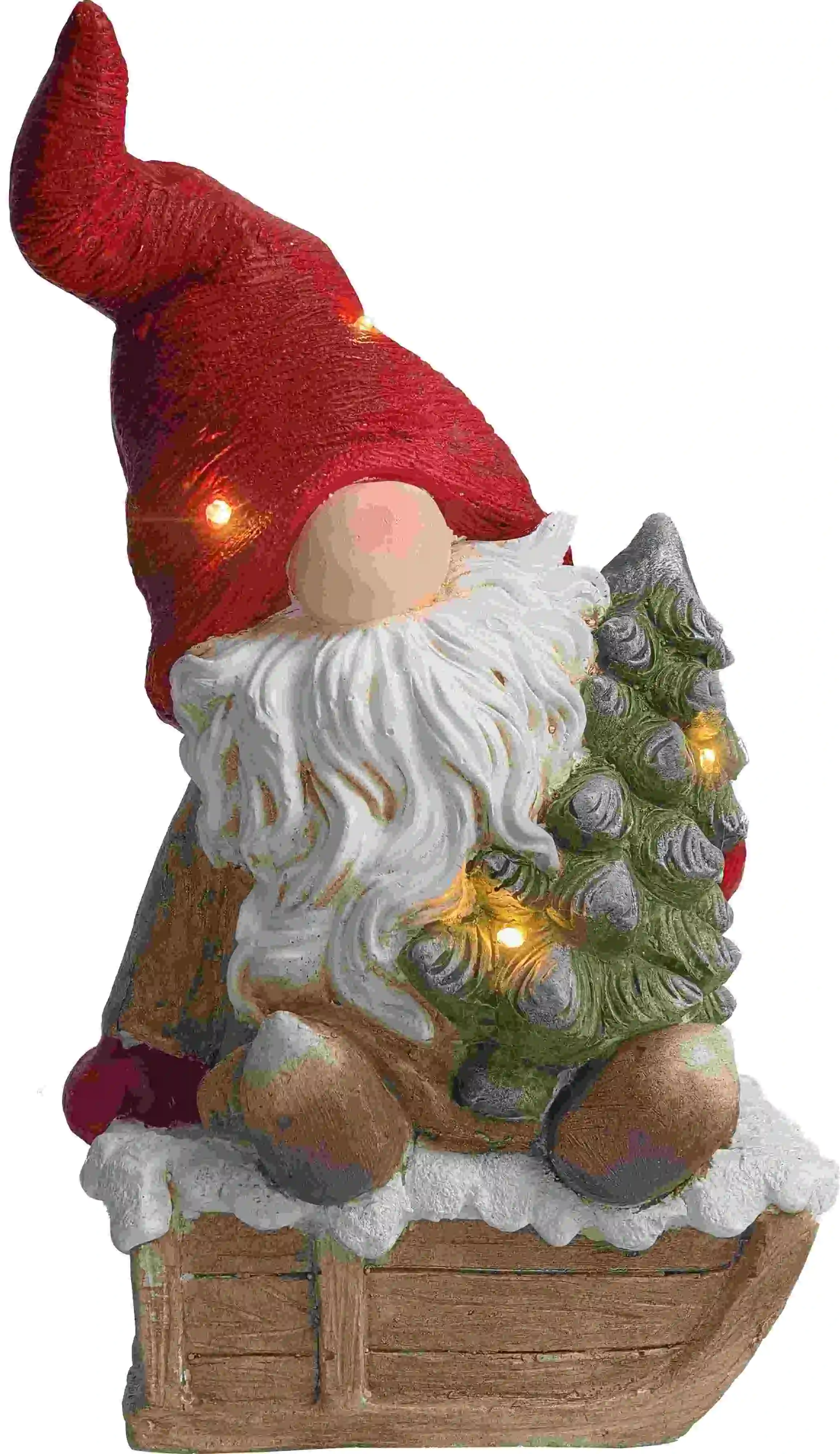 TrendLine Gnom Polyresin 20 x 15 x 40 cm grau+rot