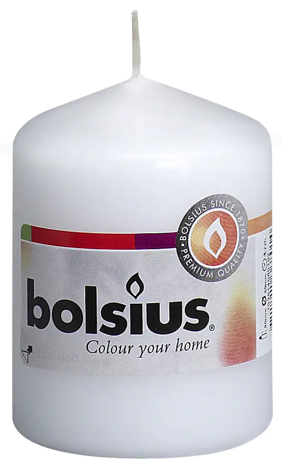 Bolsius Stumpenkerze weiß, Höhe 8 cm, Ø 5,8 cm