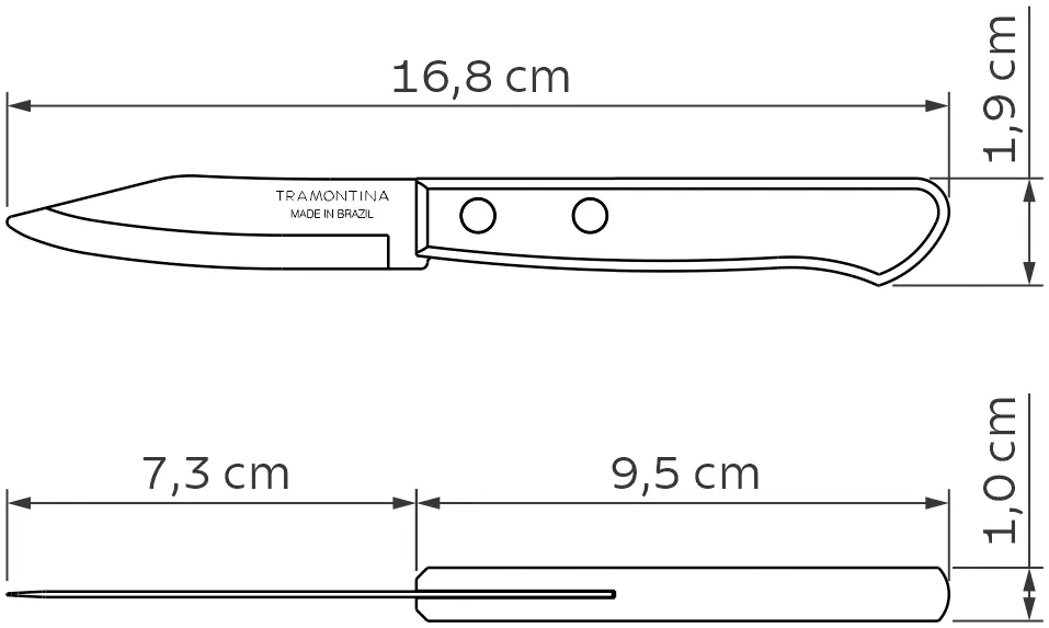 Tramontina Obst-/ Gemüsemesser 7 cm Edelstahl mit Holzgriff
