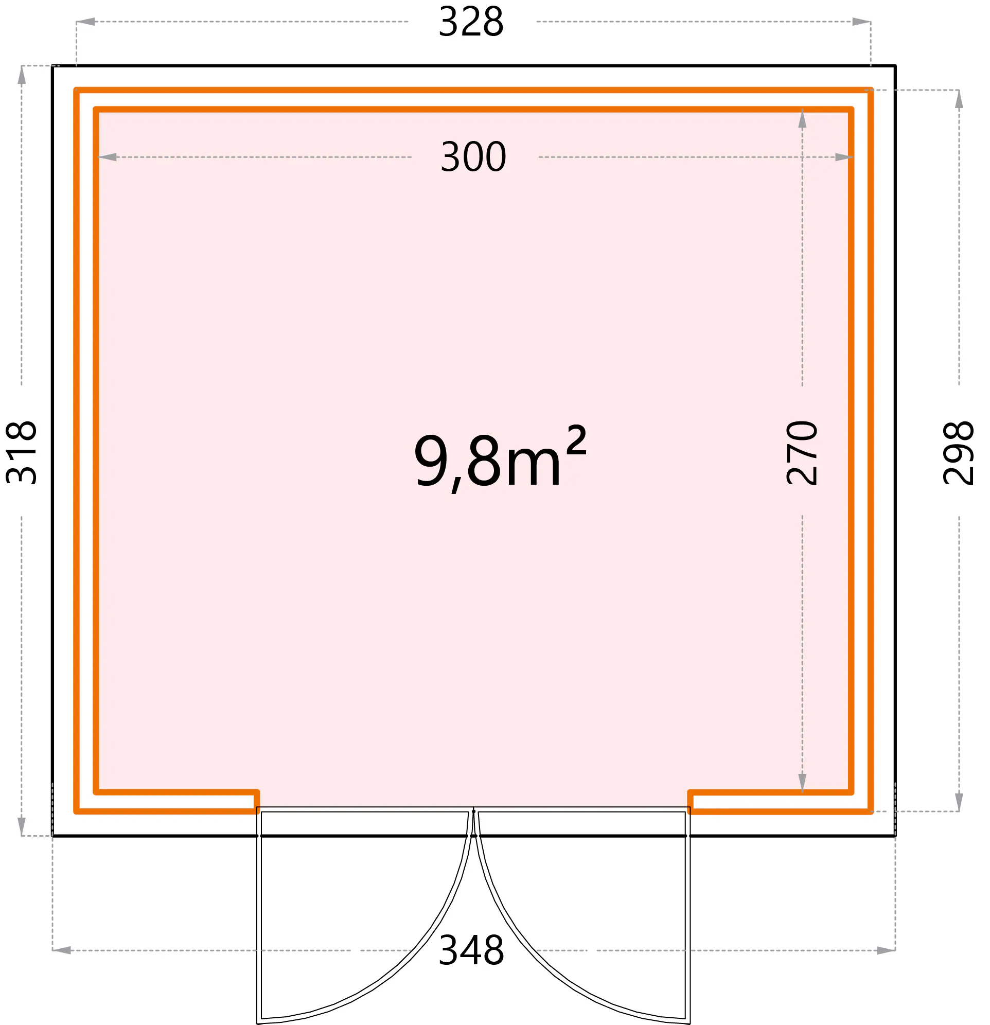 Telluria Gerätehaus Classico 3330 granitgrau 328 x 298 cm