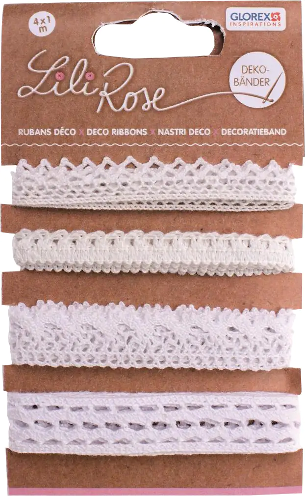 Glorex Deko Bänder Spitzen weiß