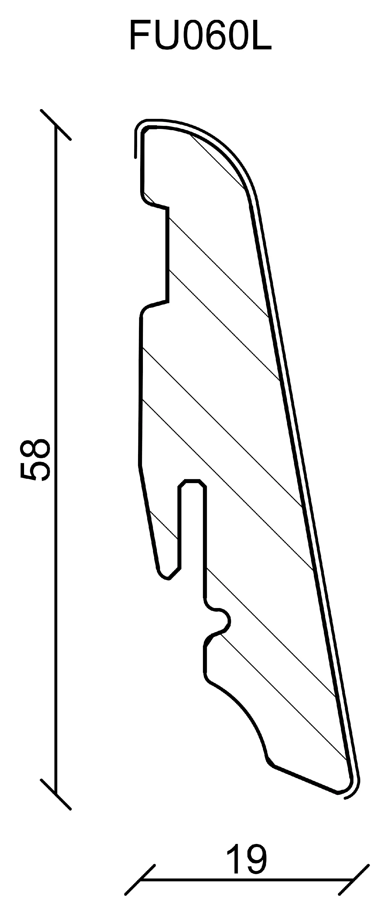 Neuhofer Fußleiste 240 cm 58 x 19 mm Caucasus