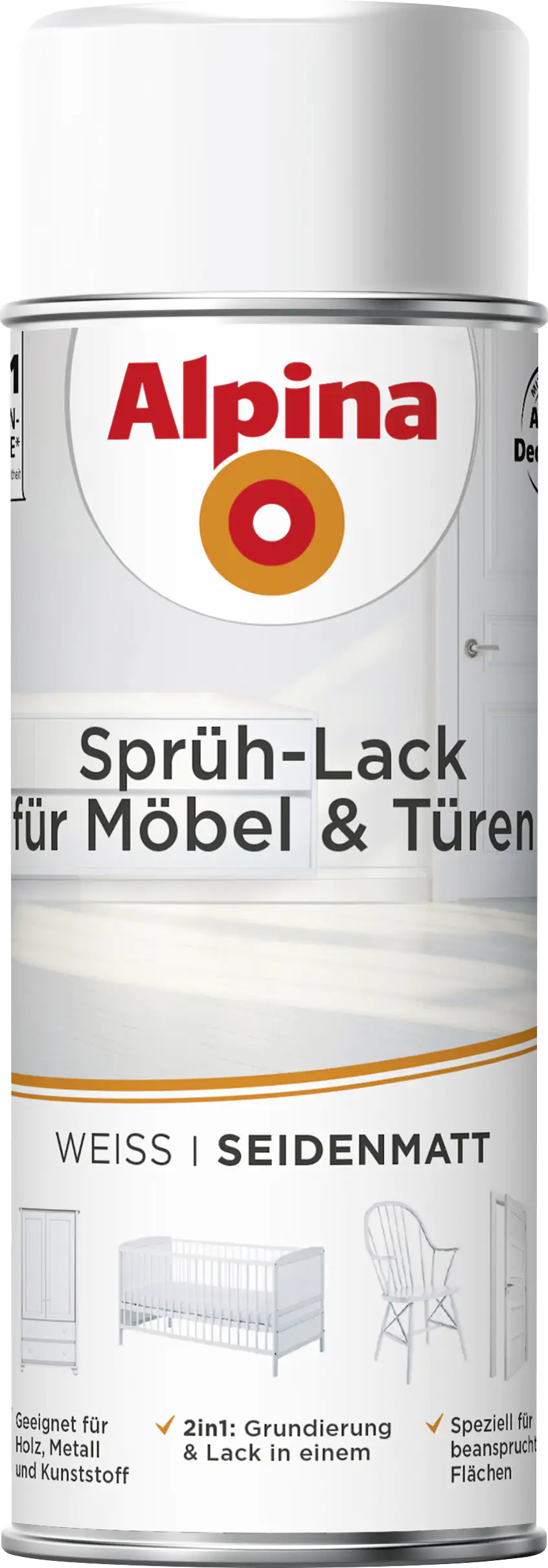 4001244765164 Alpina Sprühlack für Möbel & Türen 400 ml weiß seidenmatt