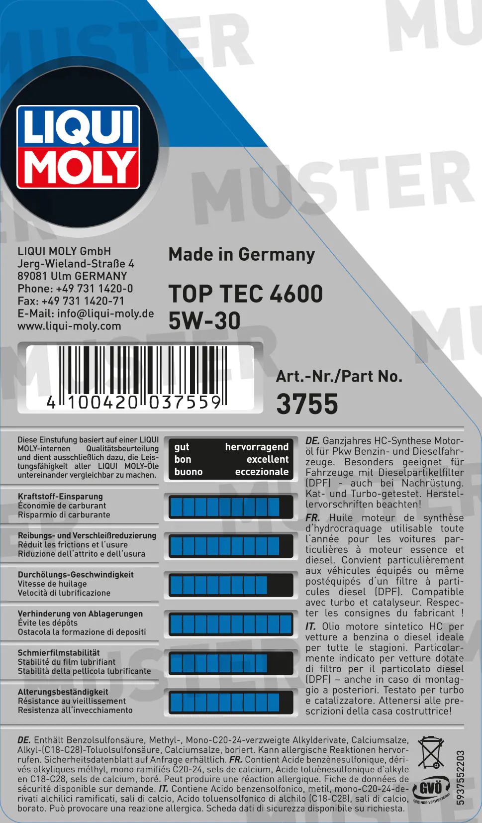 Liqui Moly Motoröl Top Tec 4600 SAE 5W-30 1 L Liqui Moly Motoröl Top Tec 4600 SAE 5W-30 1 L