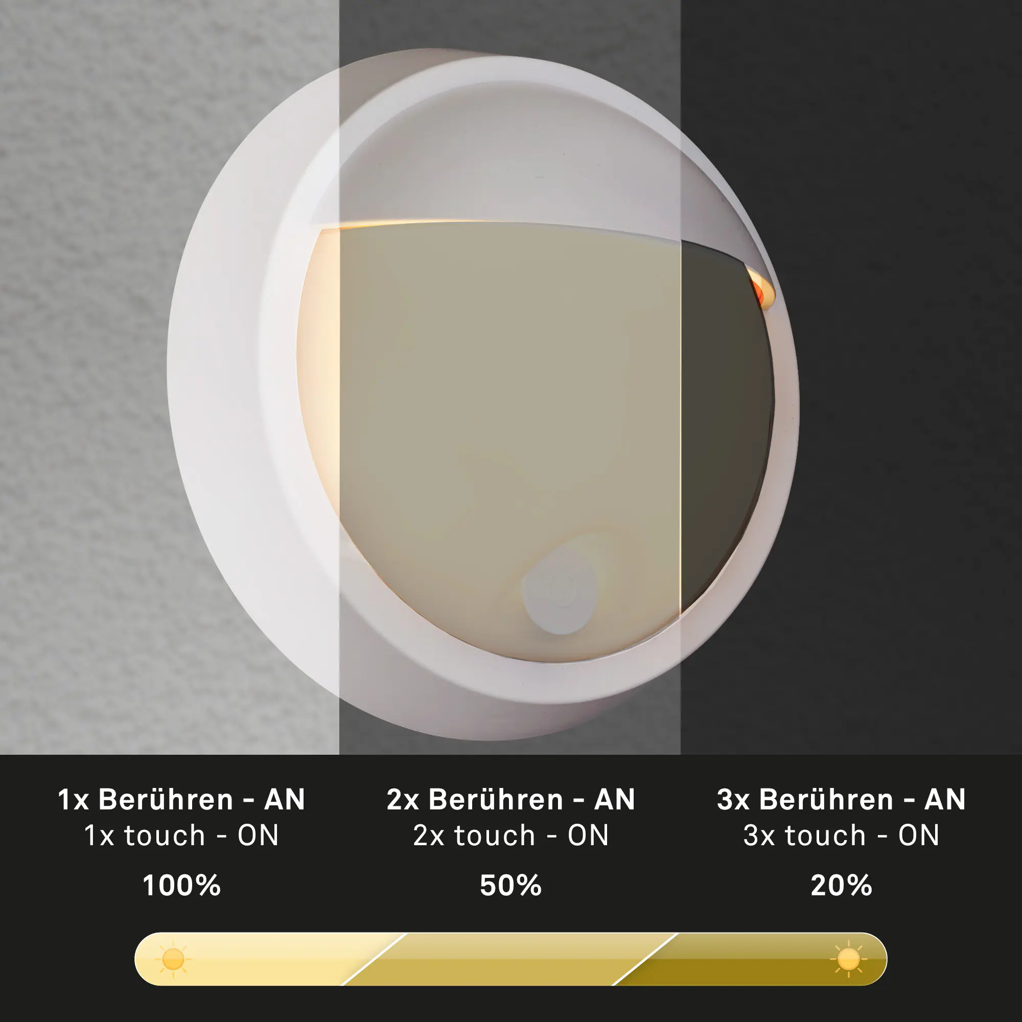 Briloner LED Außenwandleuchte Puni Akku 4W weiß Touch-Dimmer warmweiß Briloner LED Außenwandleuchte Puni Akku 4W weiß Touch-Dimmer warmweiß
