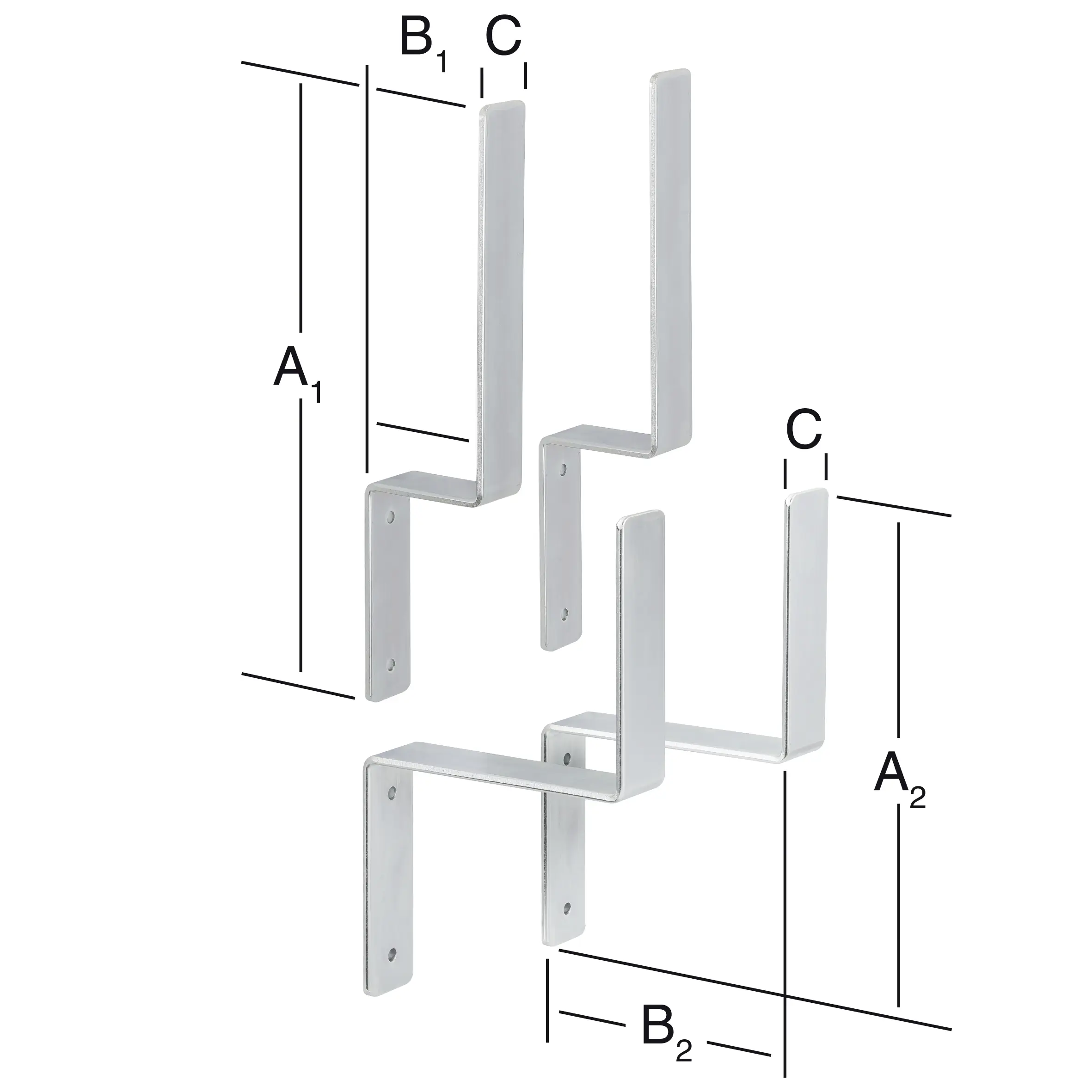 Vormann Halterungs-Sets Festzeltgarnitur verzinkt 370/280 x 80/160 x 40 mm