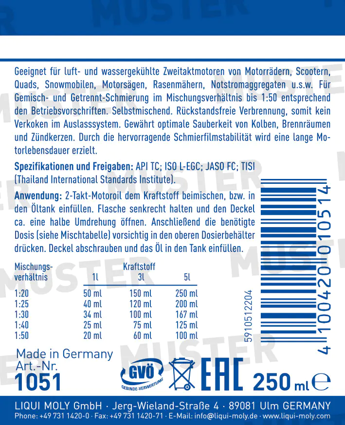 Liqui Moly 2-Takt Motoröl 250 ml Liqui Moly 2-Takt Motoröl 250 ml