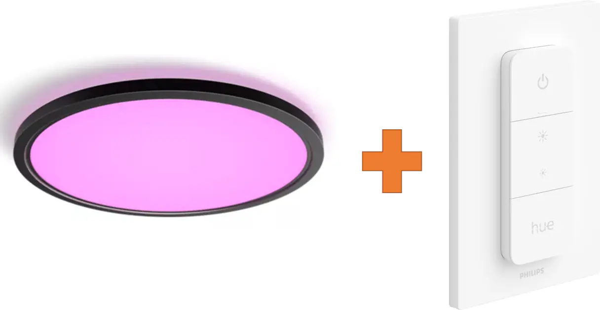 Philips Hue LED Deckenleuchte Tento + Dimmerschalter rund schwarz 55 x 55 cm RGB  Philips Hue LED Deckenleuchte Tento + Dimmerschalter rund schwarz 55 x 55 cm RGB