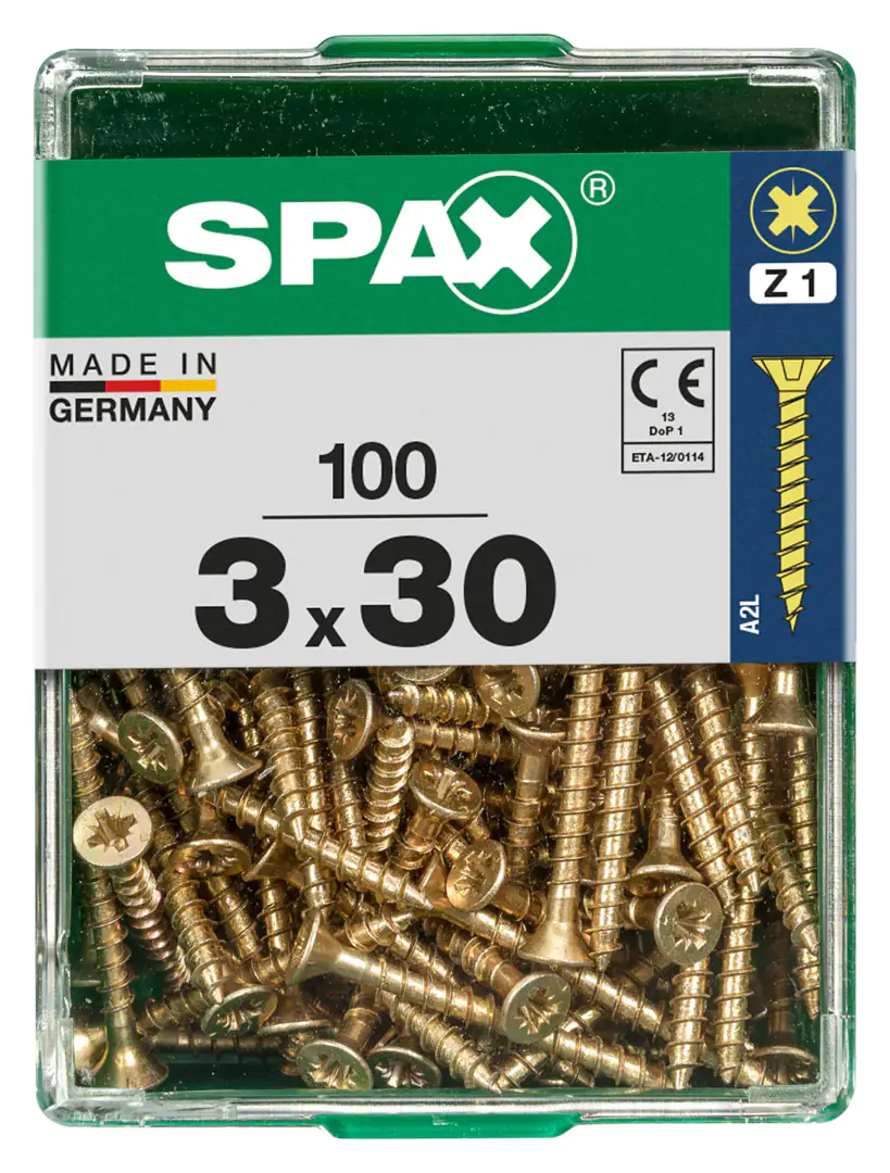 Spax Universalschrauben 3.0 x 30 mm PZ 1 - 100 Stk. Spax Universalschrauben 3.0 x 30 mm PZ 1 - 100 Stk.