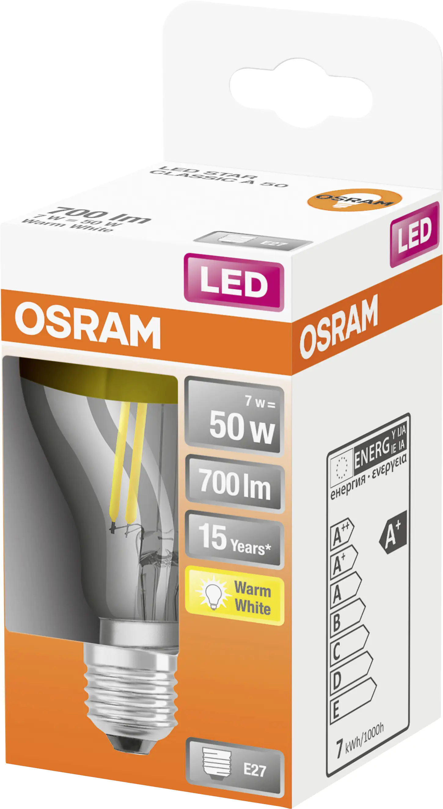 Osram LED Spiegelkopflampe Star A50 E27 7W warmweiß, amber Osram LED Spiegelkopflampe Star A50 E27 7W warmweiß, amber