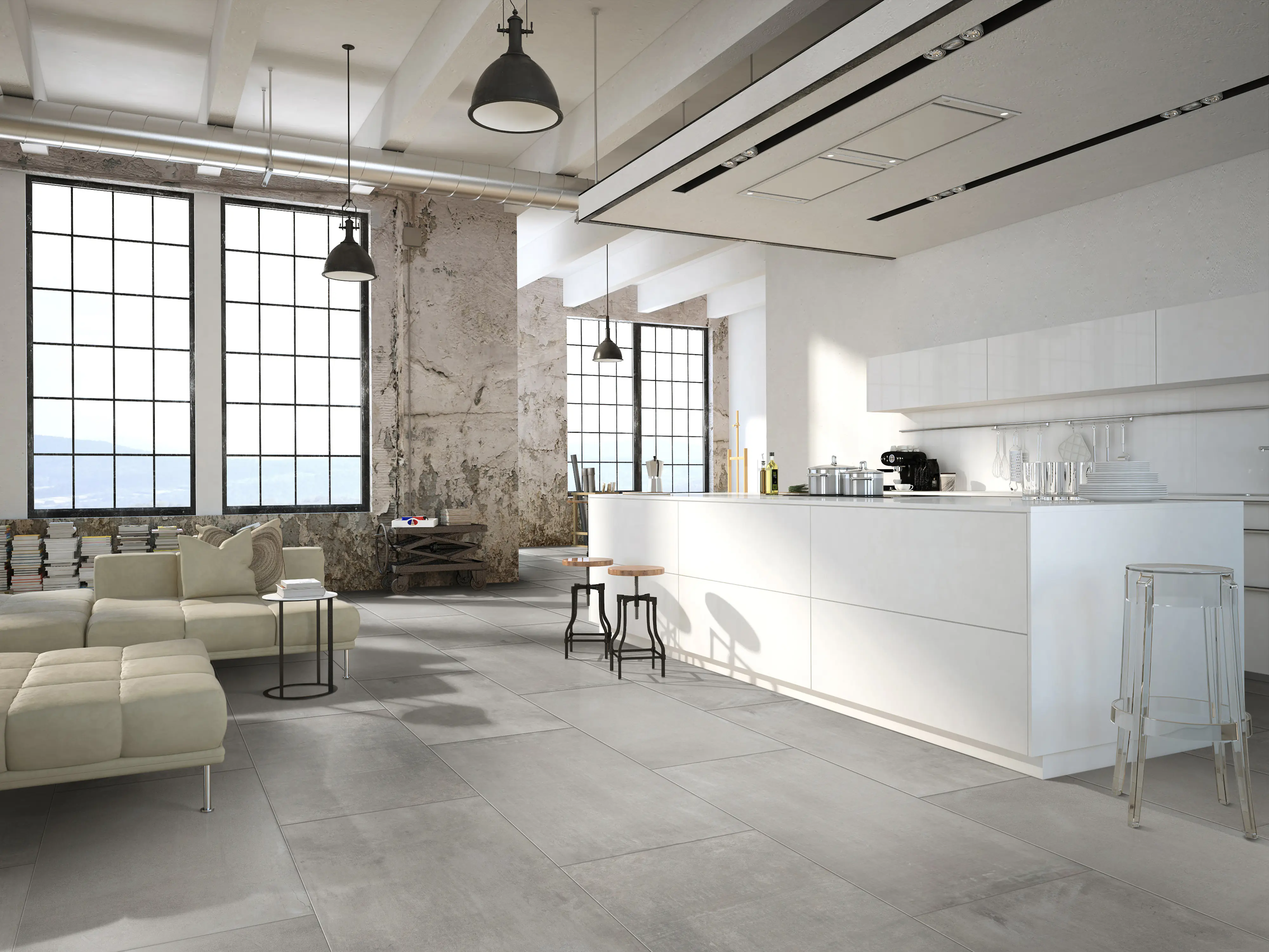 Wand- und Bodenfliese Feinsteinzeug Infinity 60 x 120 cm grau