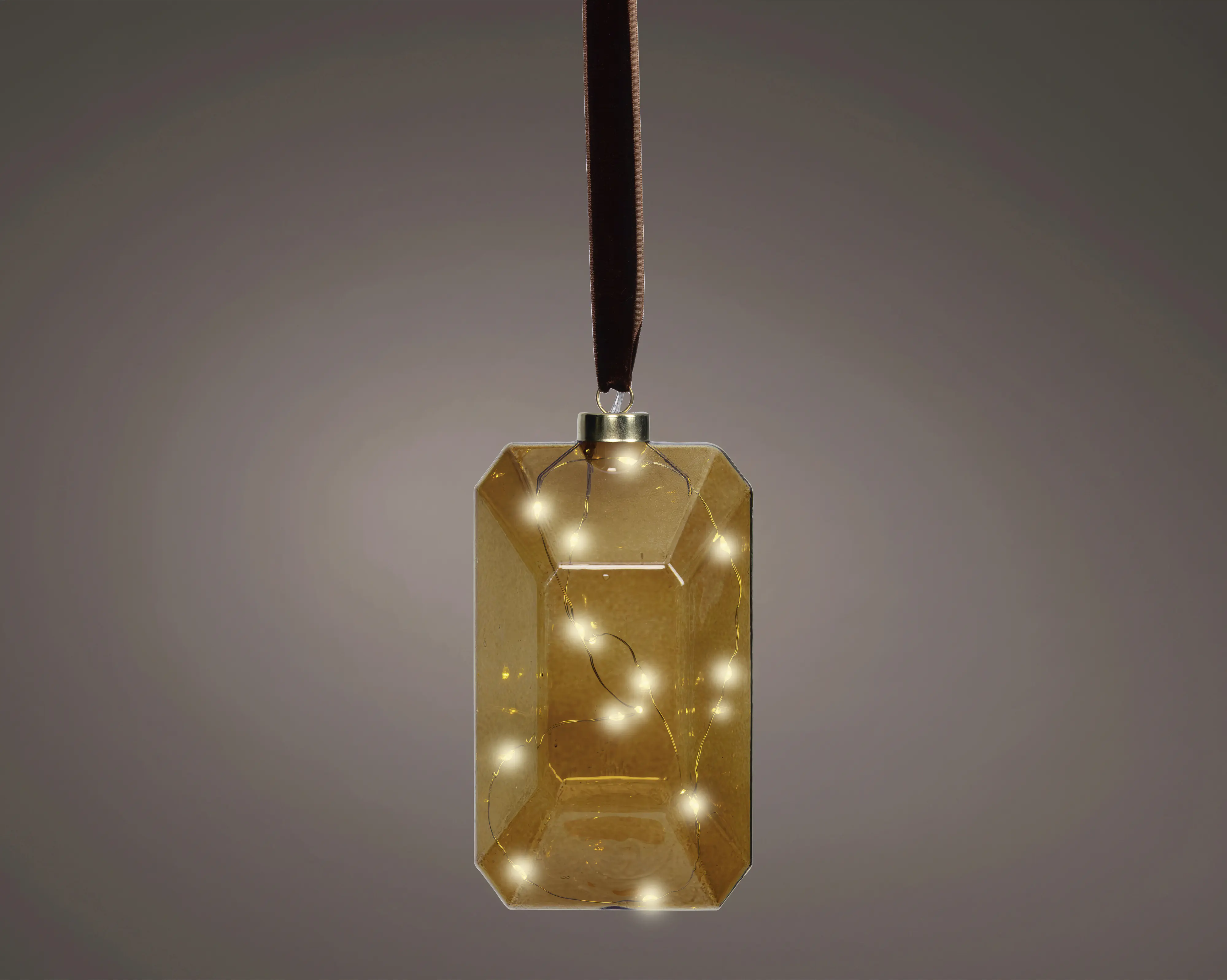 Lumineo LED Hänger batteriebetrieben Glas 17 x 10 cm warmweiß braun
