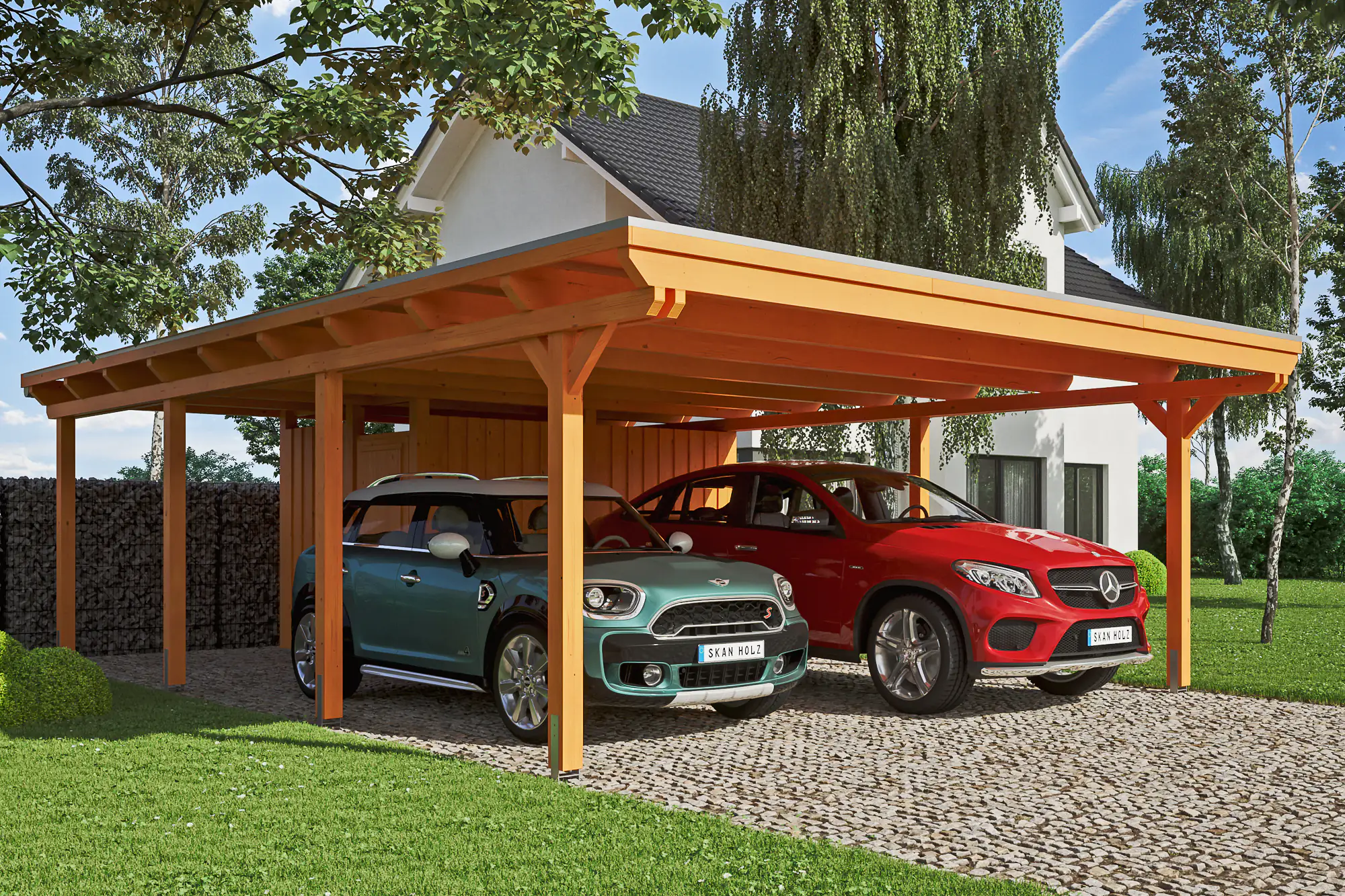 4018211023158 SKAN HOLZ Carport Emsland 613 x 846 cm mit EPDM-Dach, mit Abstellraum