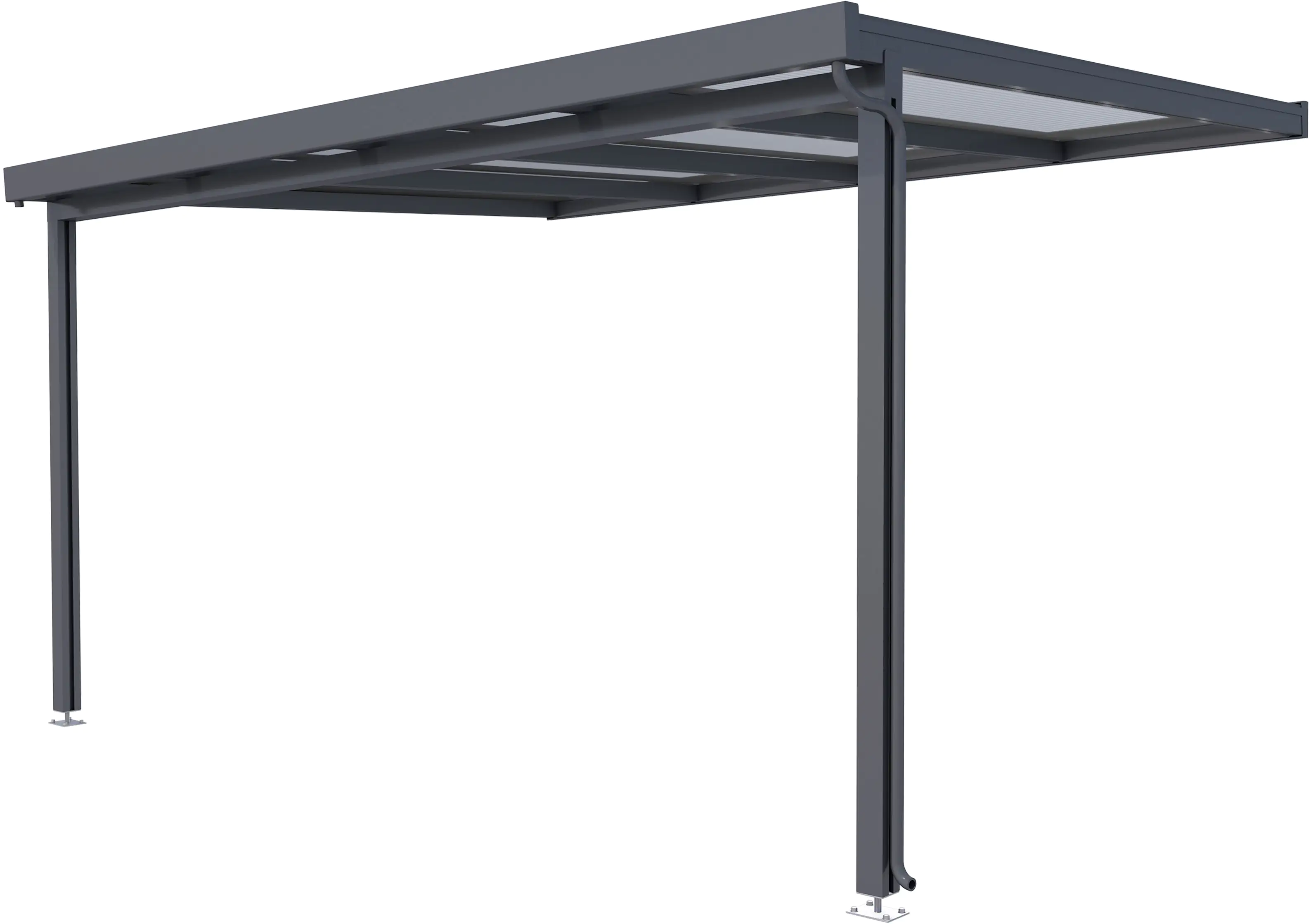 Gutta Premium Terrassendach 410,2 x 306 cm anthrazit PC weiß opal 16 mm