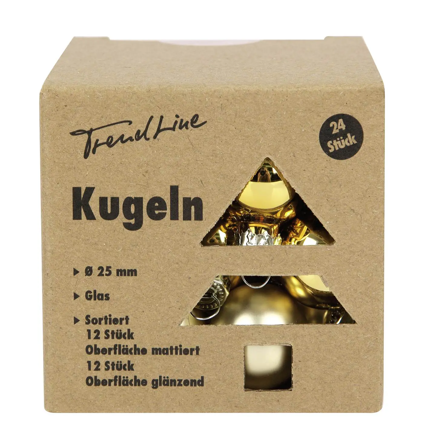 TrendLine Weihnachtskugeln aus Glas Ø 2,5 cm gold 24 Stück