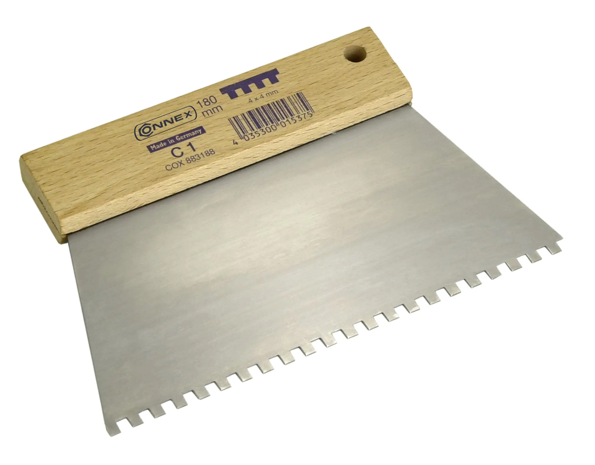 Zahnspachtel 180 mm Zahnung viereckig 4 x 4 mm