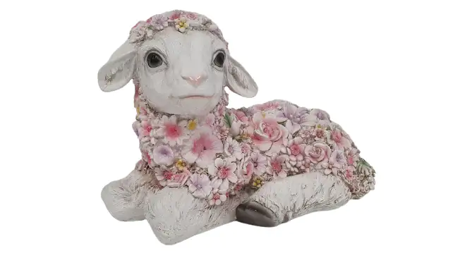 Dekofigur Blumenschaf liegend 6 x 12 x 25 cm