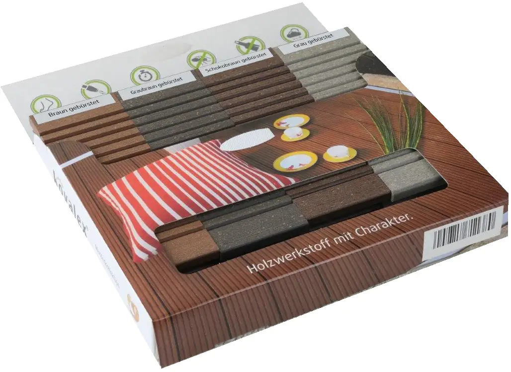 Kovalex Musterbox zu Terrassendielen WPC 14,5 x 2,6 cm gebürstet 4 Stück