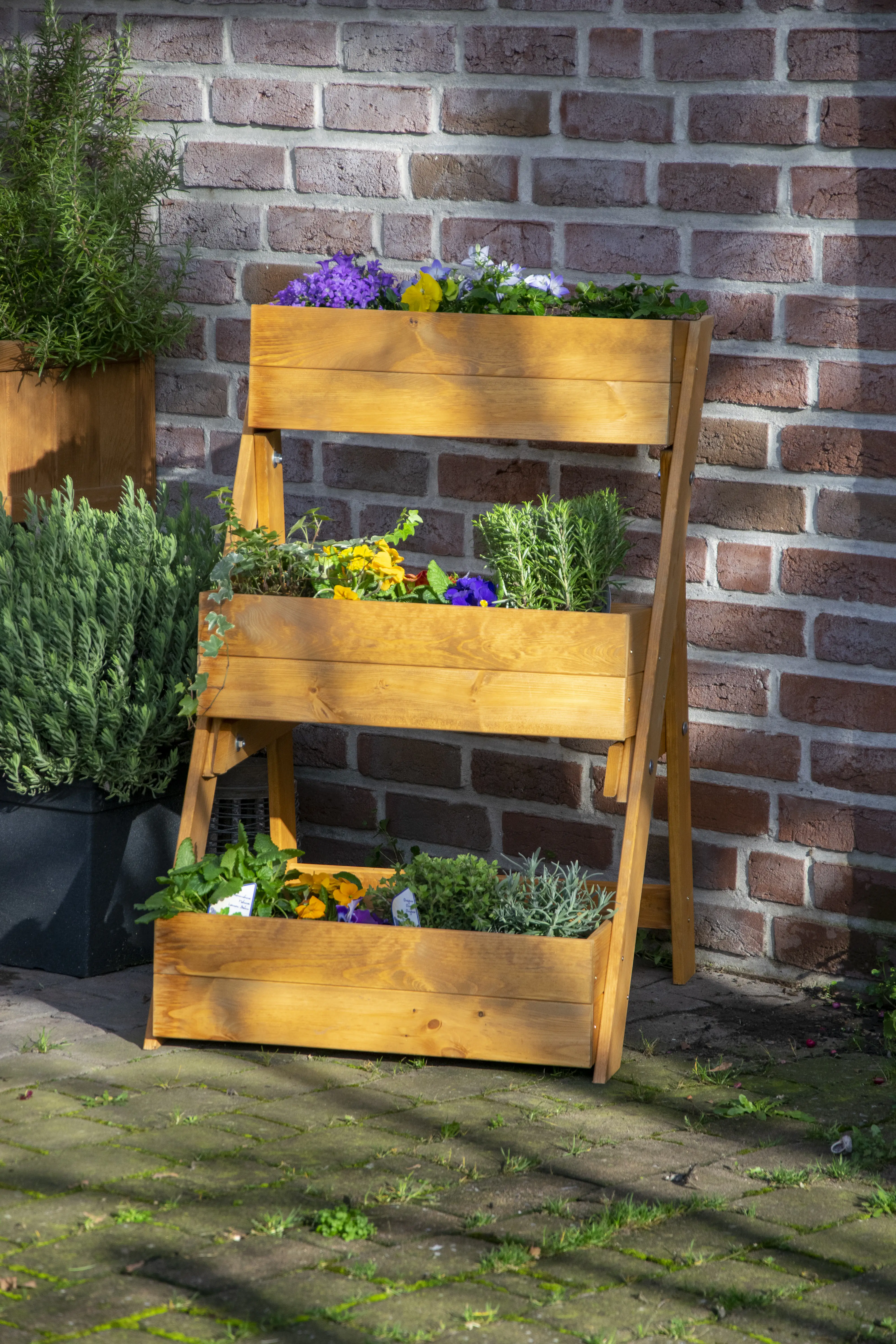 Dobar Dreistufige Pflanztreppe braun ca. 60x70x90 cm