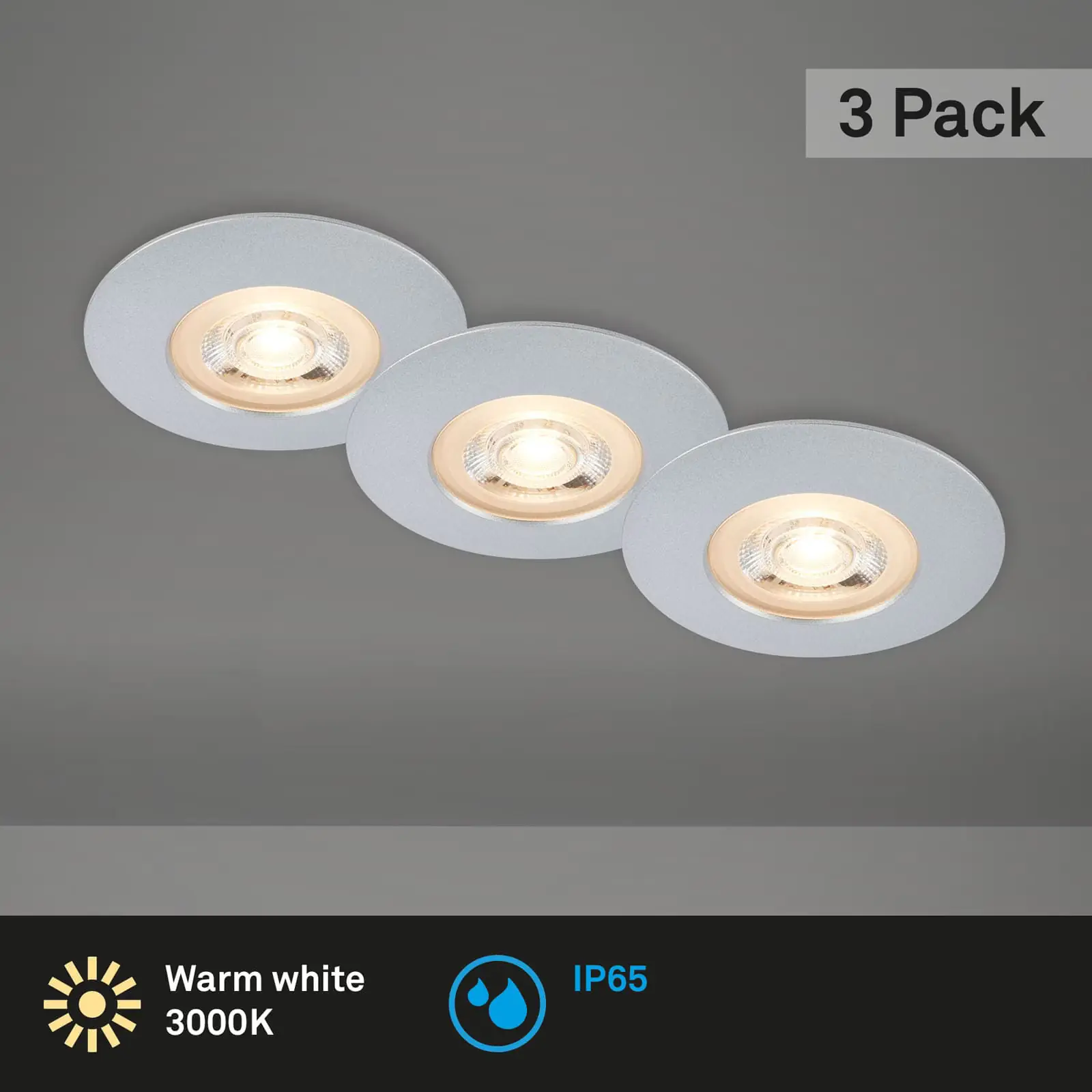 Di-Ka LED Einbauleuchte Kulana 3er Set chrom-matt Ø 9 cm 4,9W, warmweiß