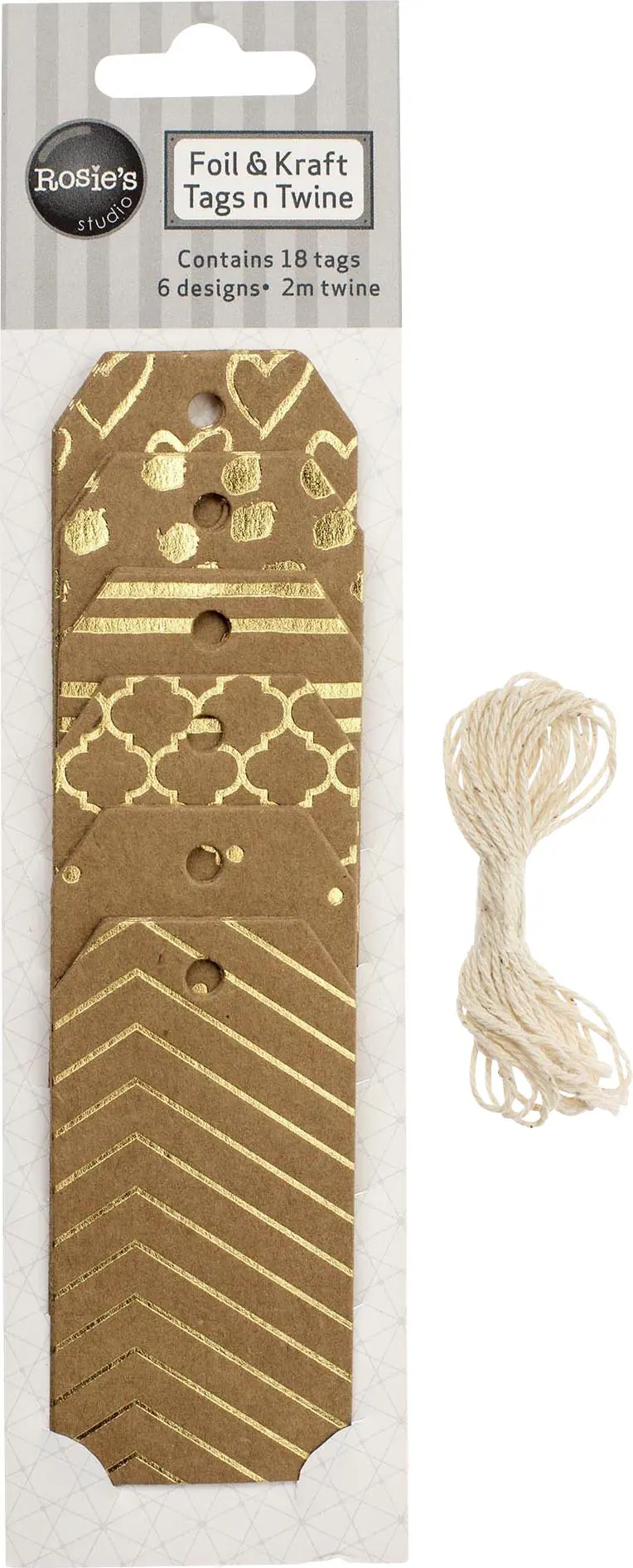 Glorex Geschenk-Anhänger Karton 9 x 4cm goldfarben bedruckt, 18 Stück