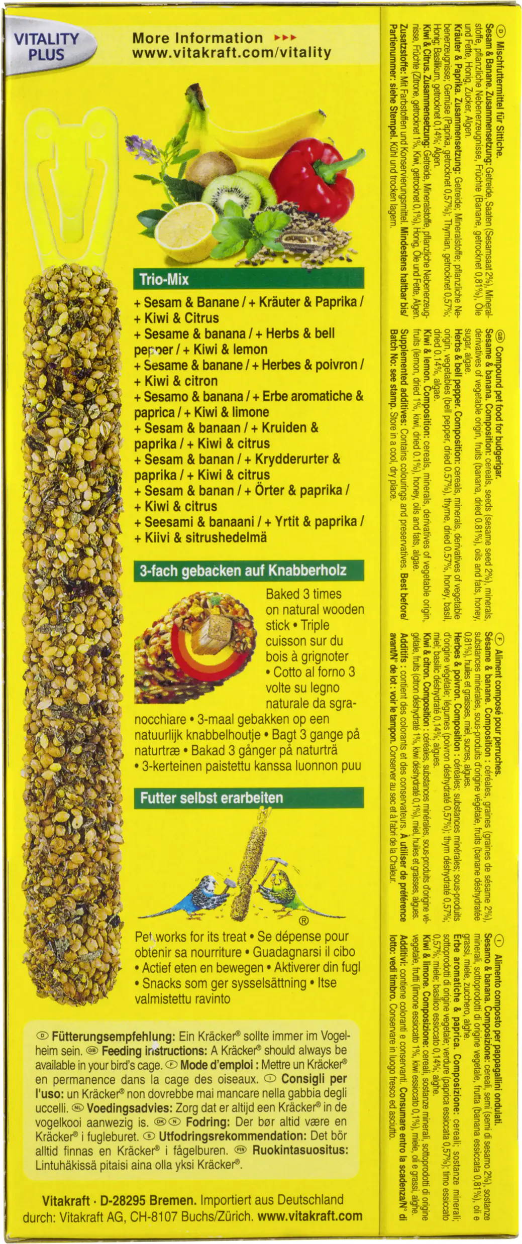 Vitakraft Kräcker® Trio Banane Kräuter Kiwi 3 Stück / 90 g