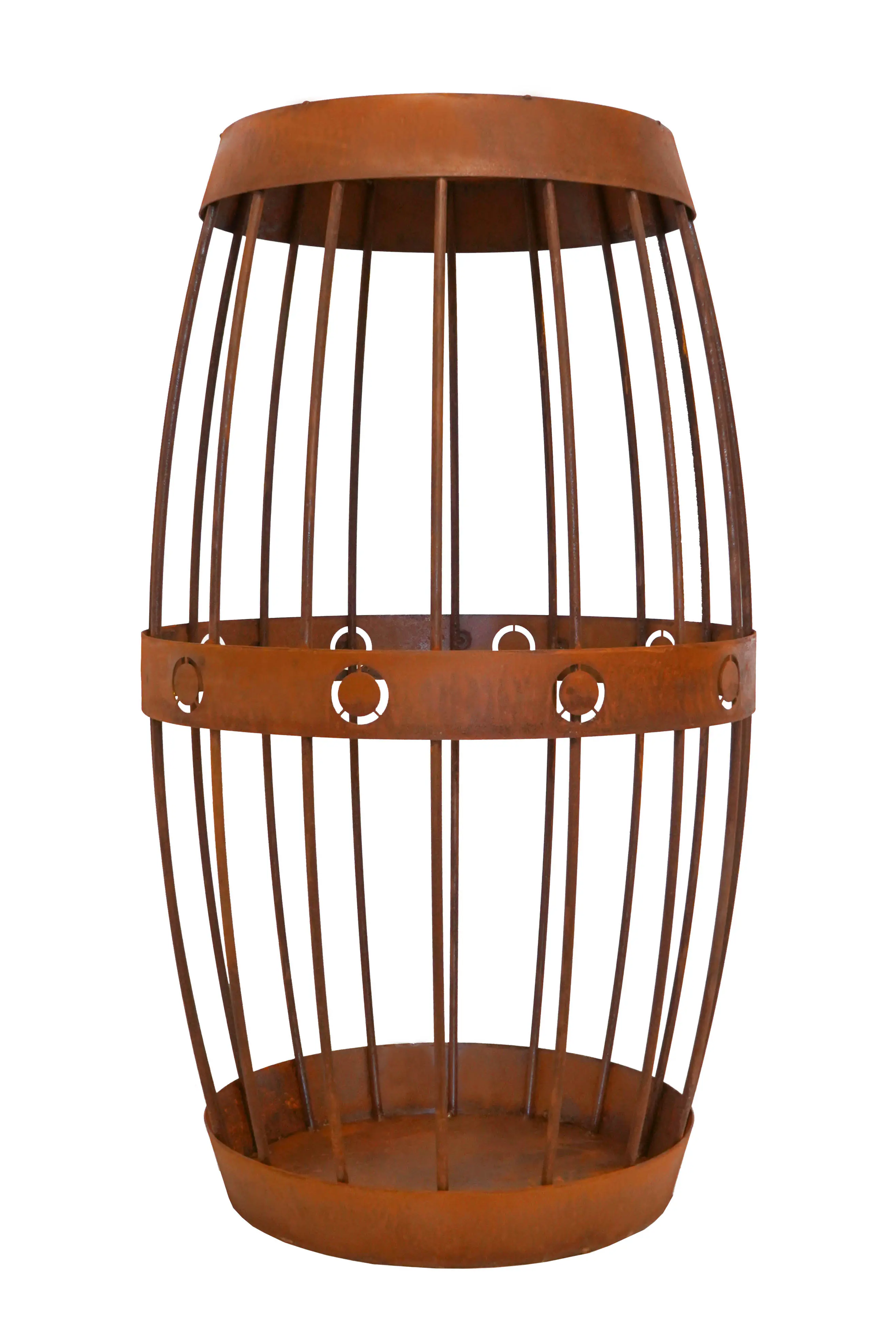 Dekofigur Weinfass 80 x 50 cm rostbraun