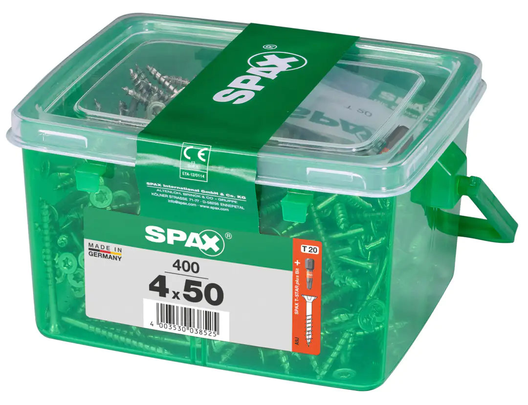 Spax Universalschrauben 4.0 x 50 mm TX 20 Senkkopf - 400 Stk. Spax Universalschrauben 4.0 x 50 mm TX 20 Senkkopf - 400 Stk.