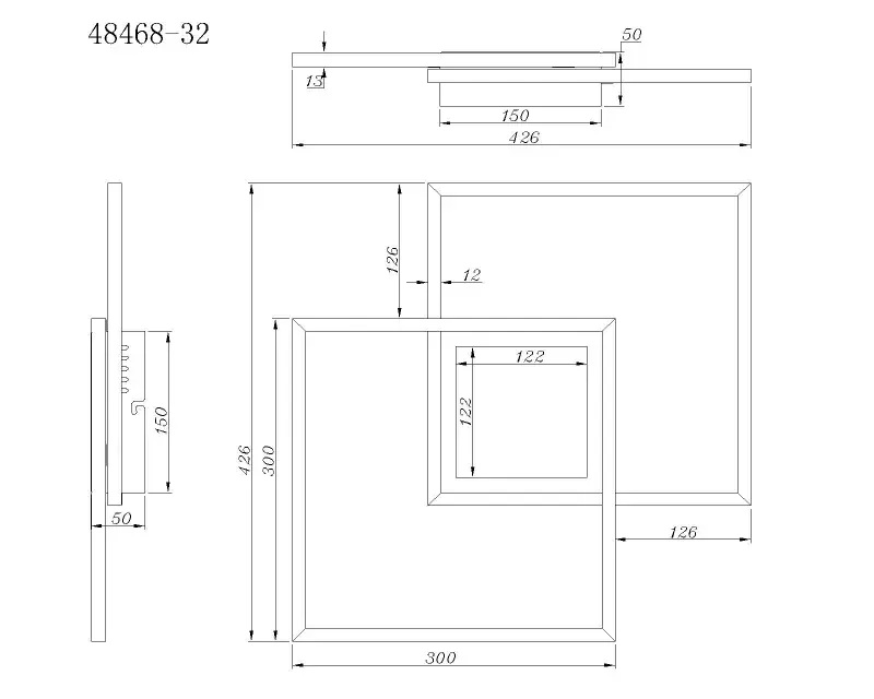 Globo Deckenleuchte Saunders 42,6 x 42,6 cm schwarz CCT