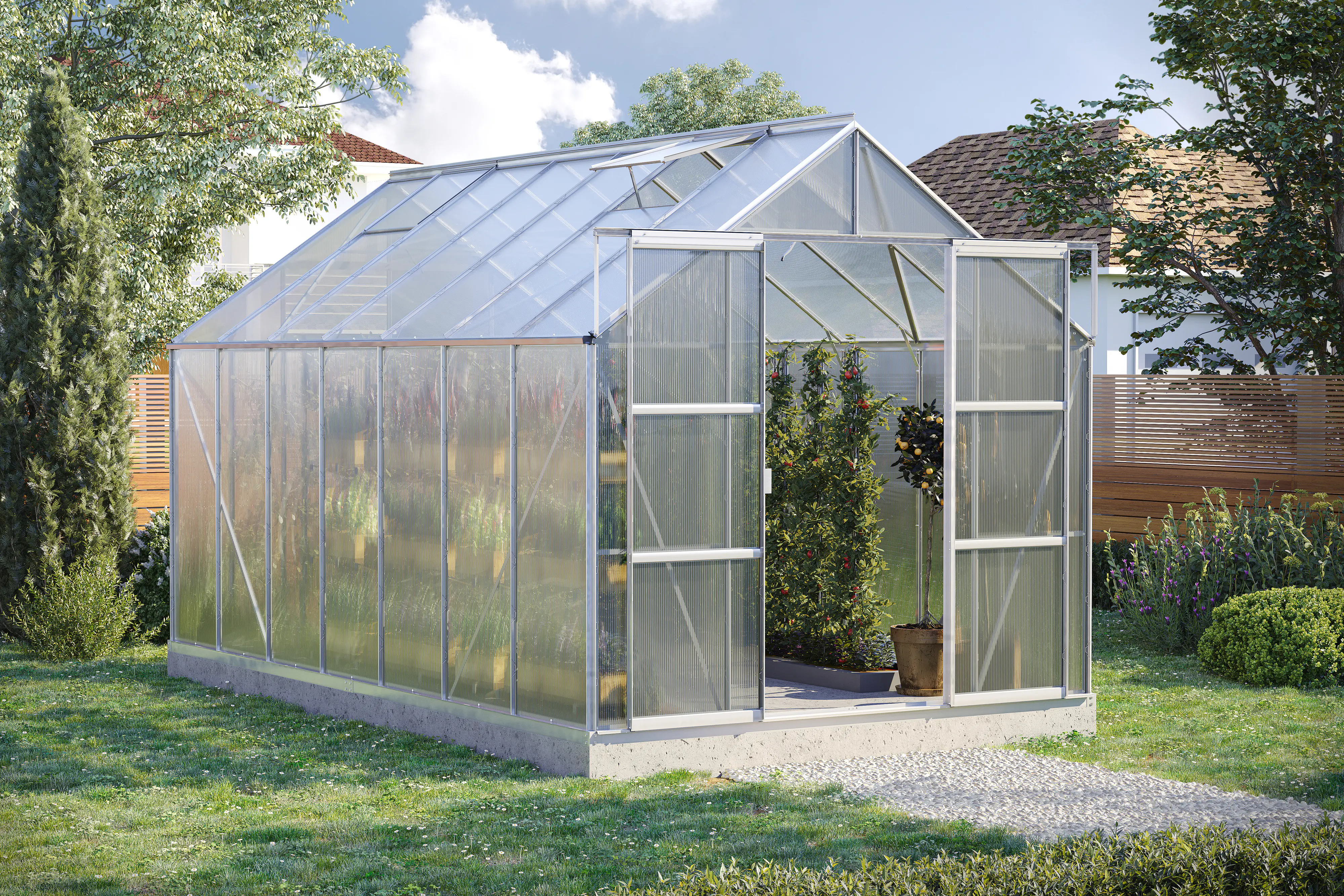 Vitavia Gewächshaus-Set Uranus 11500 HKP 6 mm alu 254 x 441 cm 