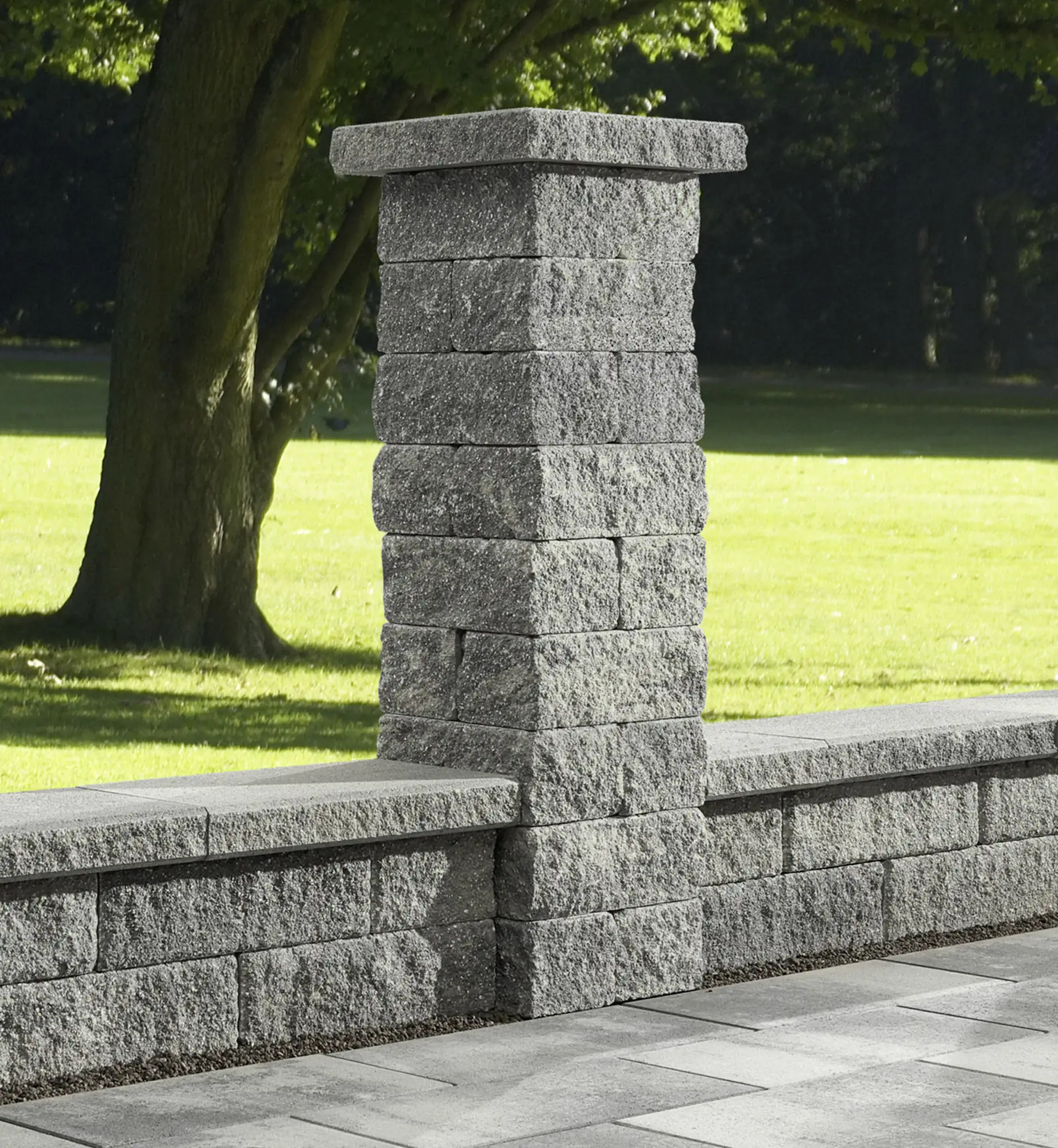 Kann Bruchsteinmauer Pfeilerelement 37,2 x 18,5 x 15 cm grau-nuanciert