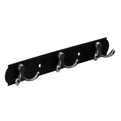 Hettich Hakenleiste Edelstahl 3-reihig 3,8 x 28 cm schwarz/silber
