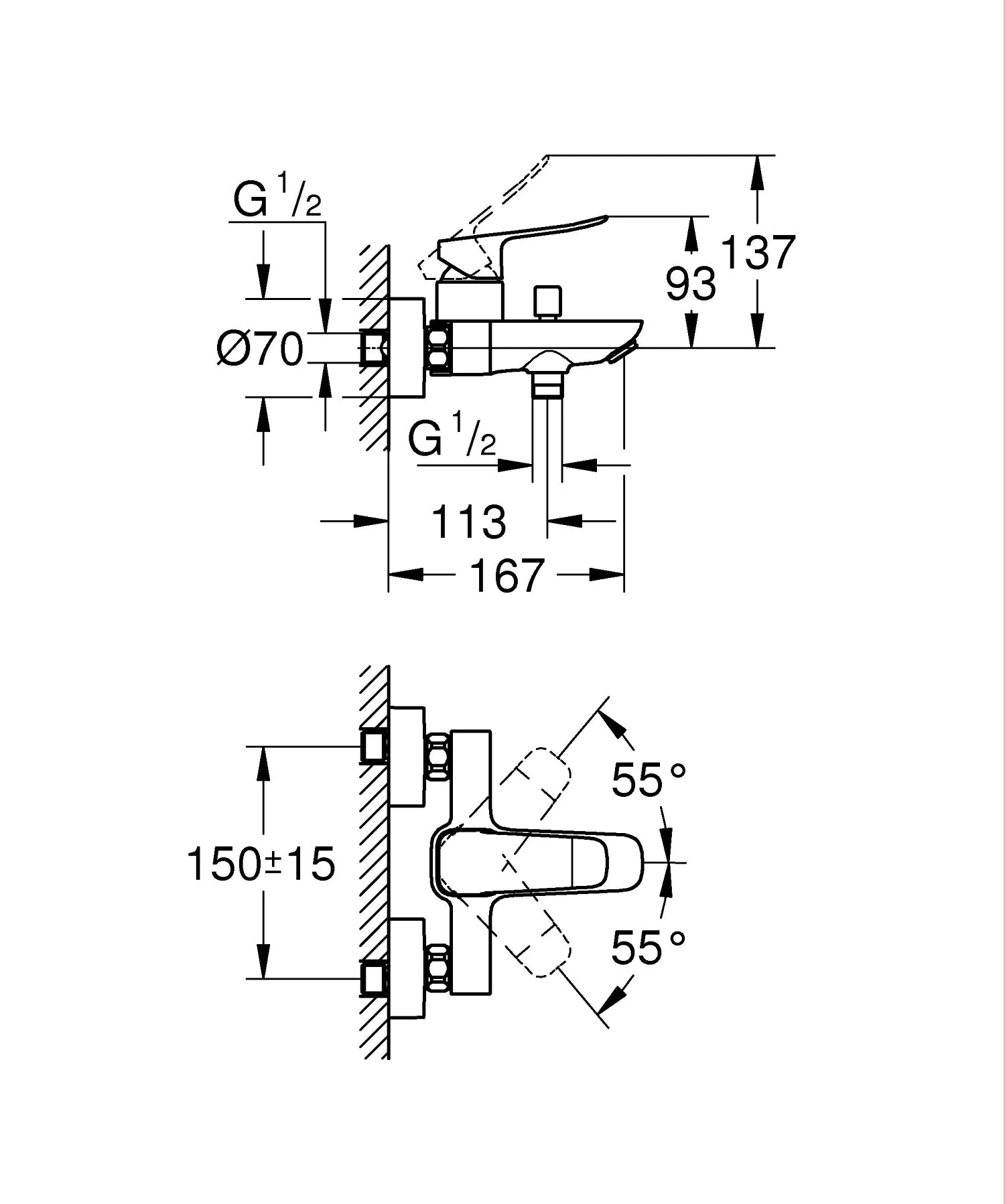 Grohe Quickfix Badewannenarmatur Dice verchromt