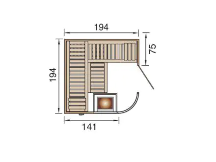 Weka Element-Designsauna Sara 1 Set 2 mit BioS Saunaofen