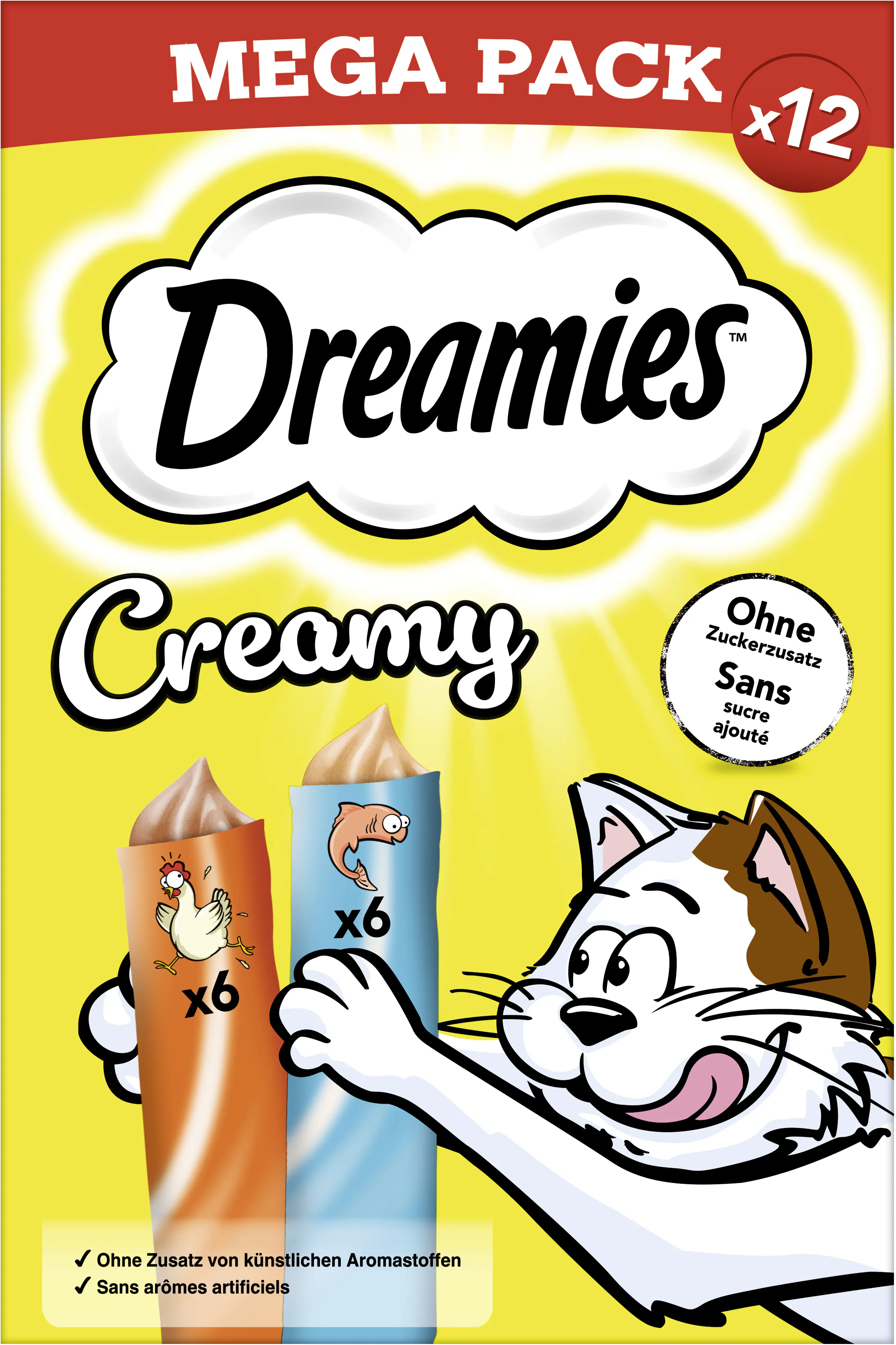 DREAMIES Creamy Katzensnack Adult 12 x 10 g Huhn & Lachs