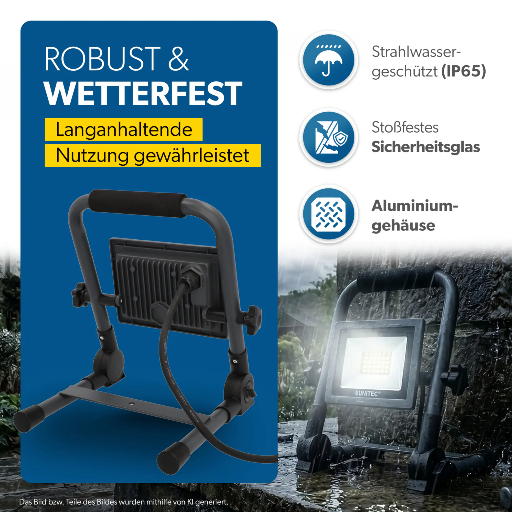 UniTec LED Baustrahler anthrazit tragbar 21 W 2550 lm 