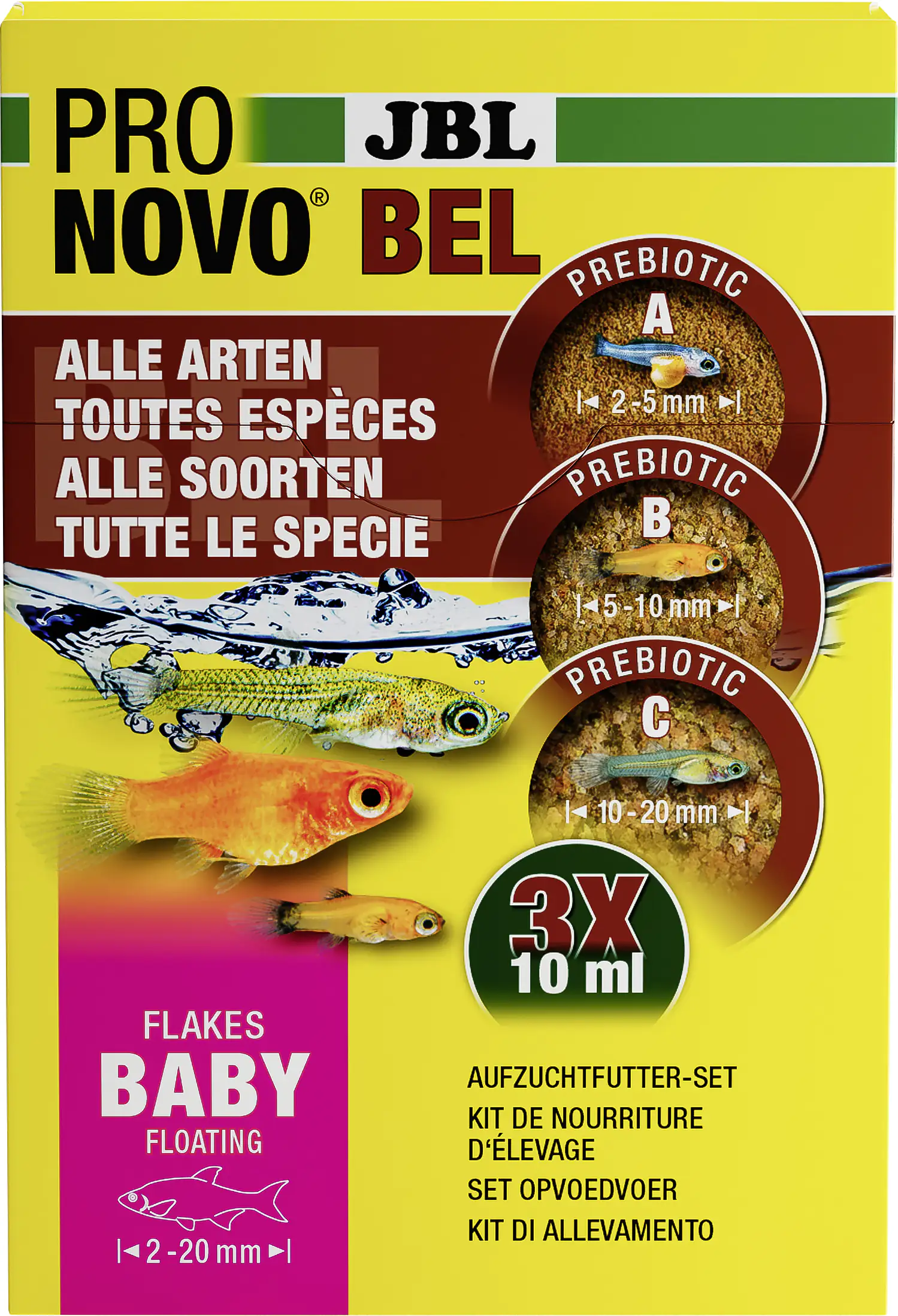 JBL Fischfutter Pronovo Bel Flakes Baby Aufzuchtfutter-Set 3 x 10 ml
