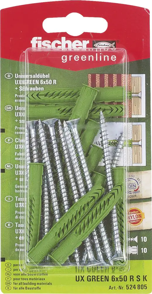 Fischer Universaldübel UX green Fischer Universaldübel-Set UX green 6.0 x 50 mm - 10 Stück