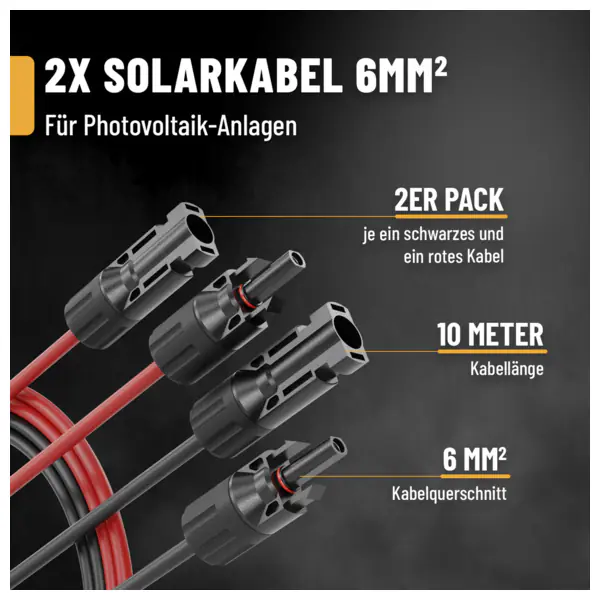 Absina Solarkabel 2er Set 10 m MC4-fähig 6mm²