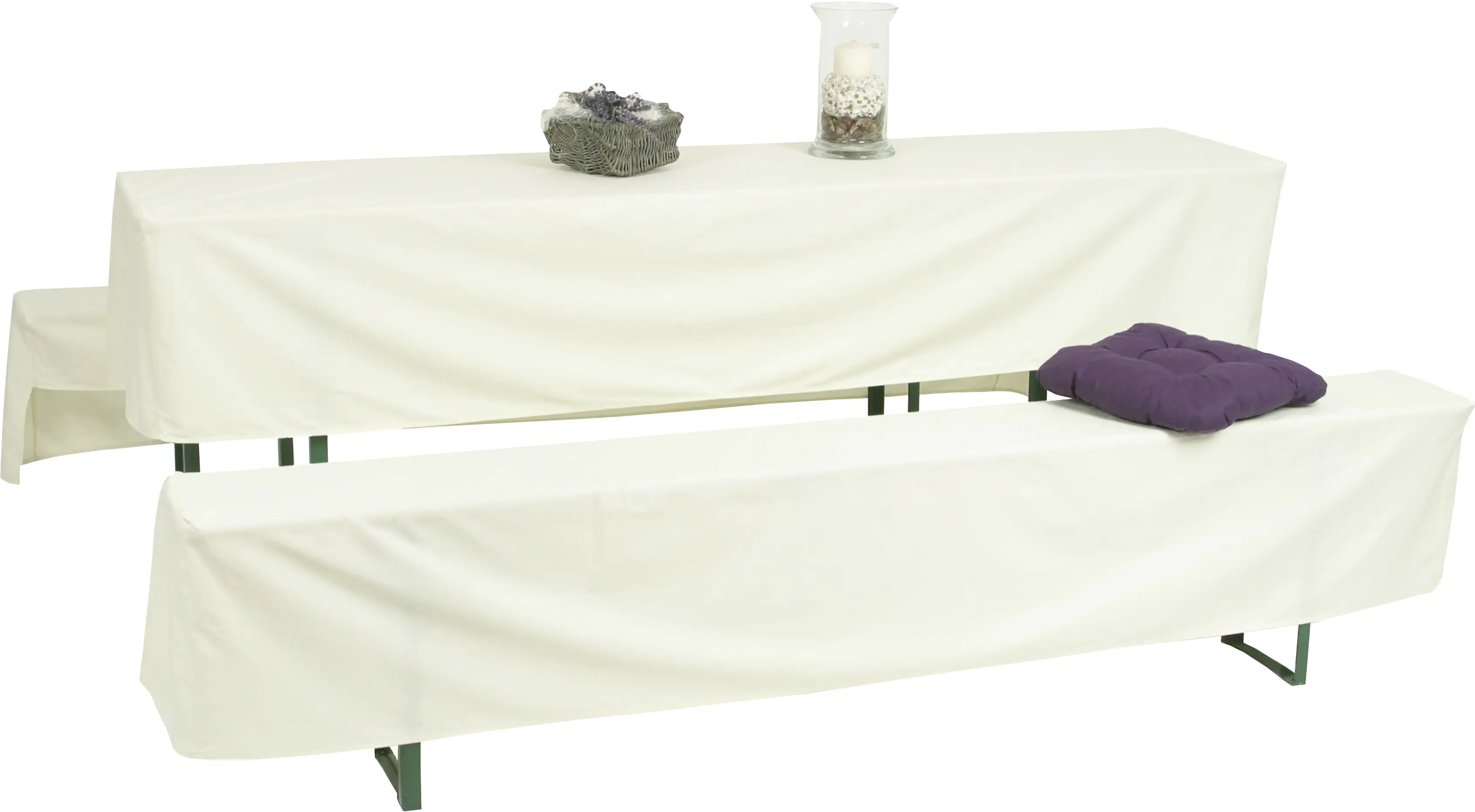 GO-DE Bierzeltgarnitur-Hussen weiß 220x50cm 220 x 50 x 42 cm, (50er Tisch)