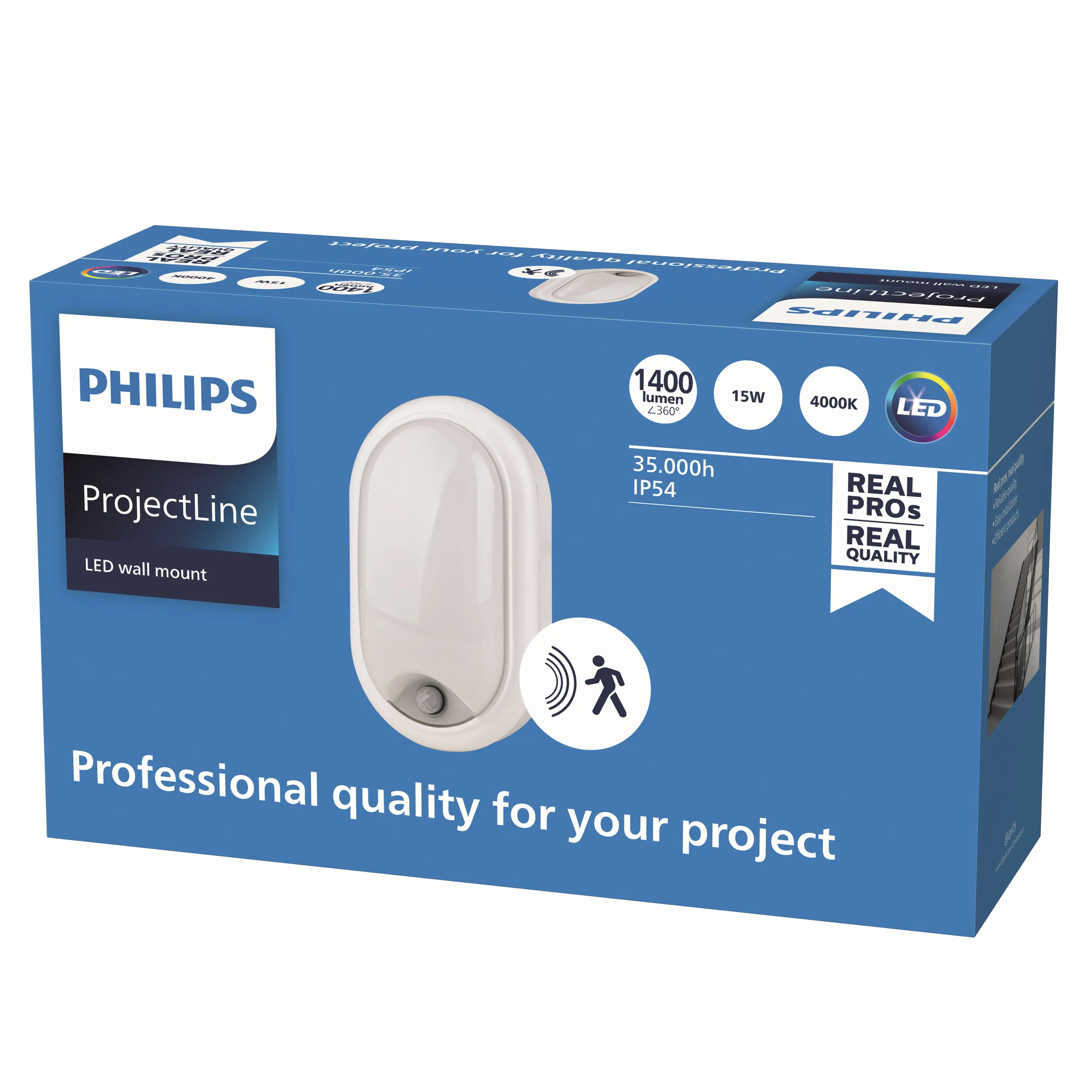 Philips LED Außenwandleuchte ProjectLine oval mit Bewegungsmelder neutralweiß