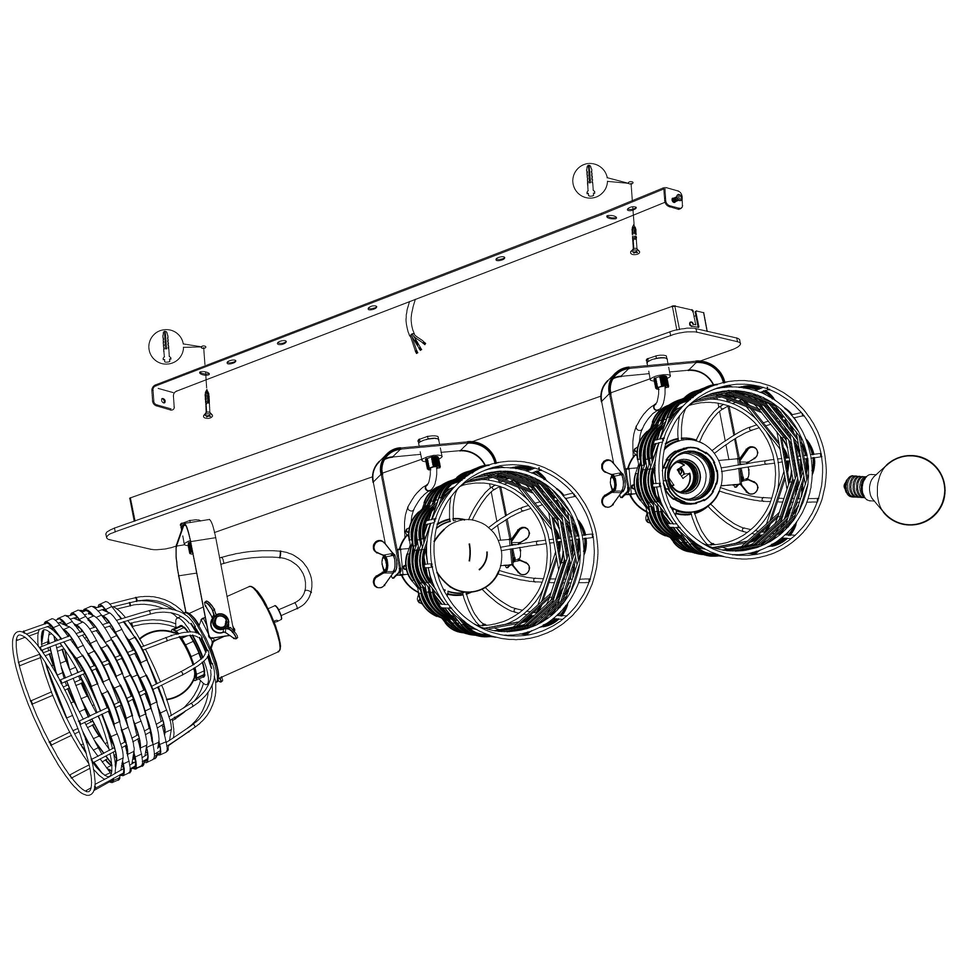 Eglo 3er Spot Anwick 1 natur 67 x 14 cm E27, max. 60 W Eglo 3er Spot Anwick 1 natur 67 x 14 cm E27, max. 60 W