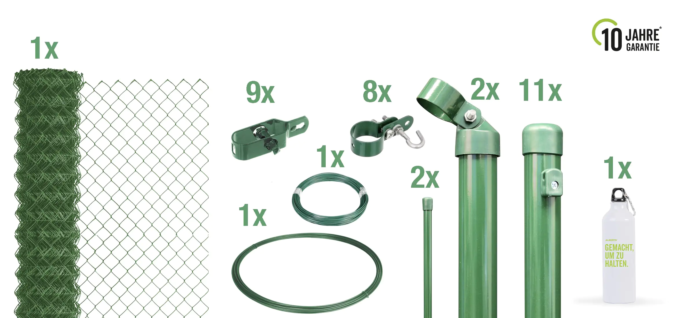 Alberts Komplettset Maschendrahtzaun 25 m 200 cm hoch grün