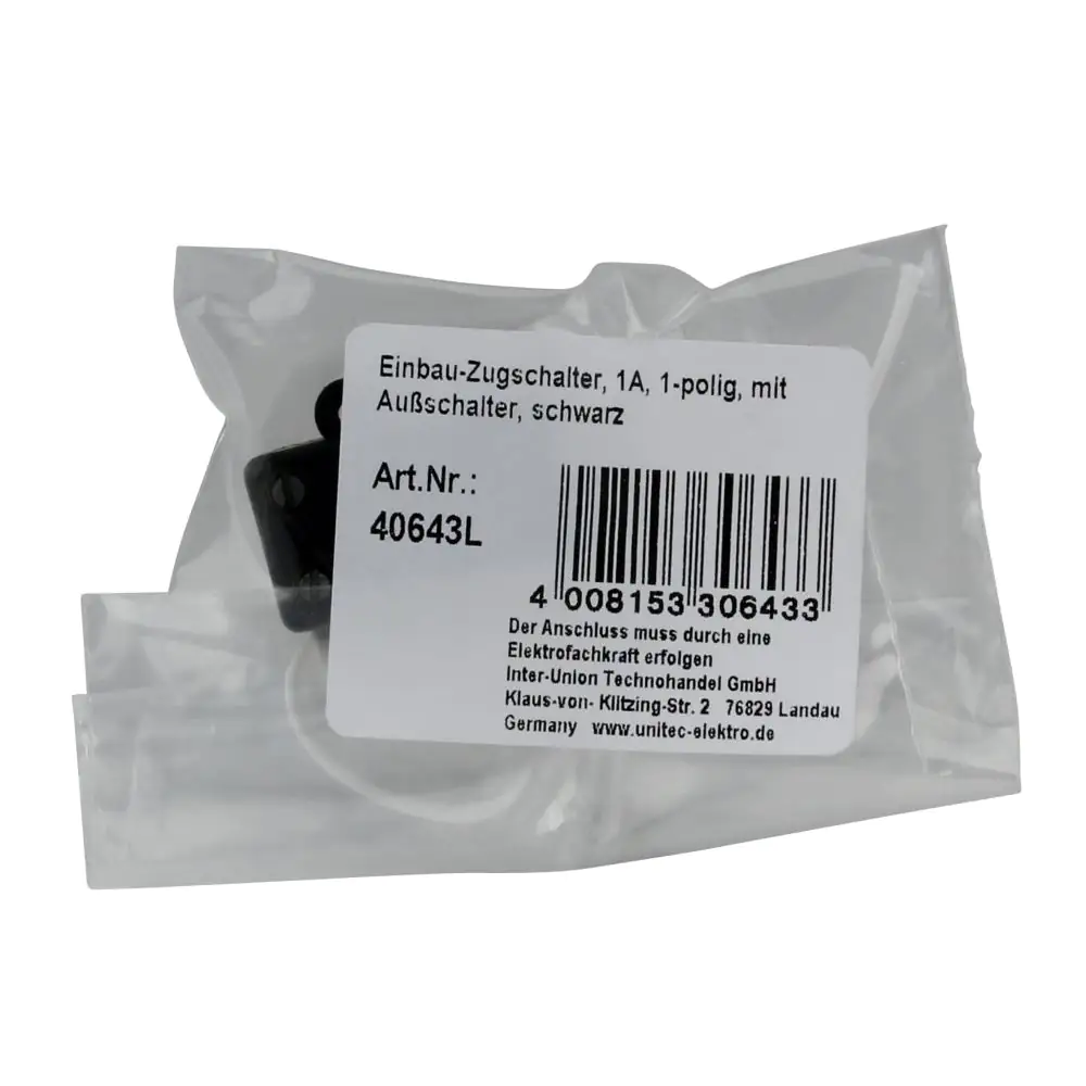 Einbau-Zugschalter 1p 250V 1A weiß