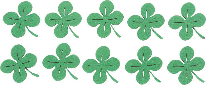 Glorex Filz-Kleeblatt 10 Stück, 3,5 cm, grün