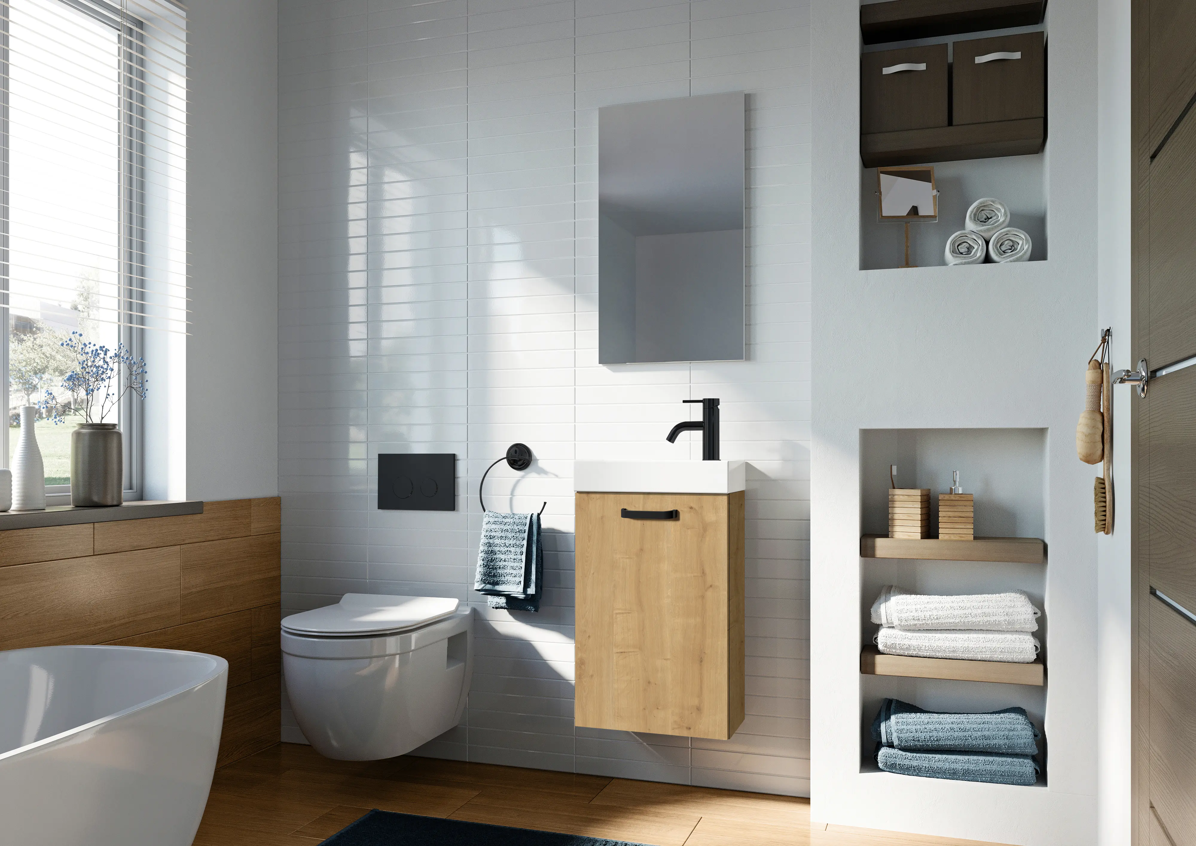 Gäste WC Möbel Set Mainz hamilton eiche 40 cm 