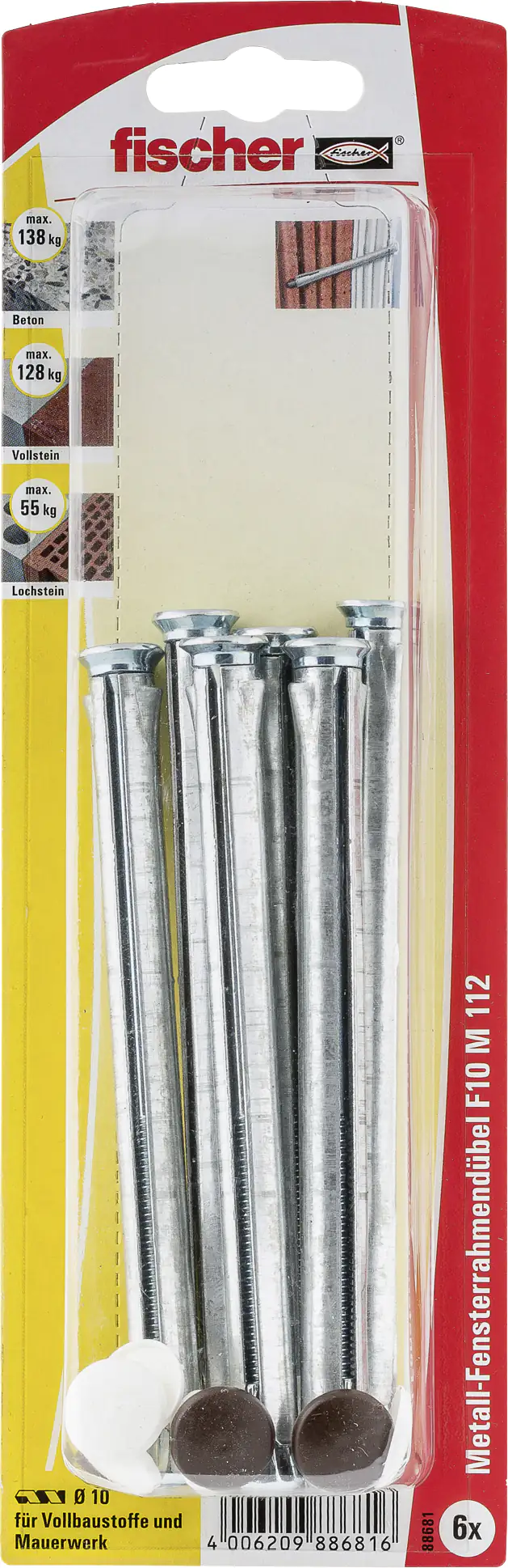 Fischer Fensterrahmendübel 10.0 x 112 mm - 6 Stück