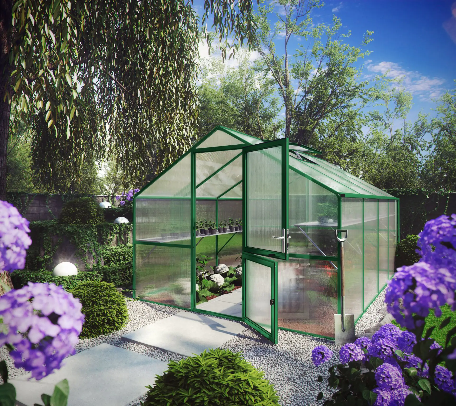 KGT Gewächshaus Orchidee IV 4,29 x 2,97 x 2,15 m, moosgrün